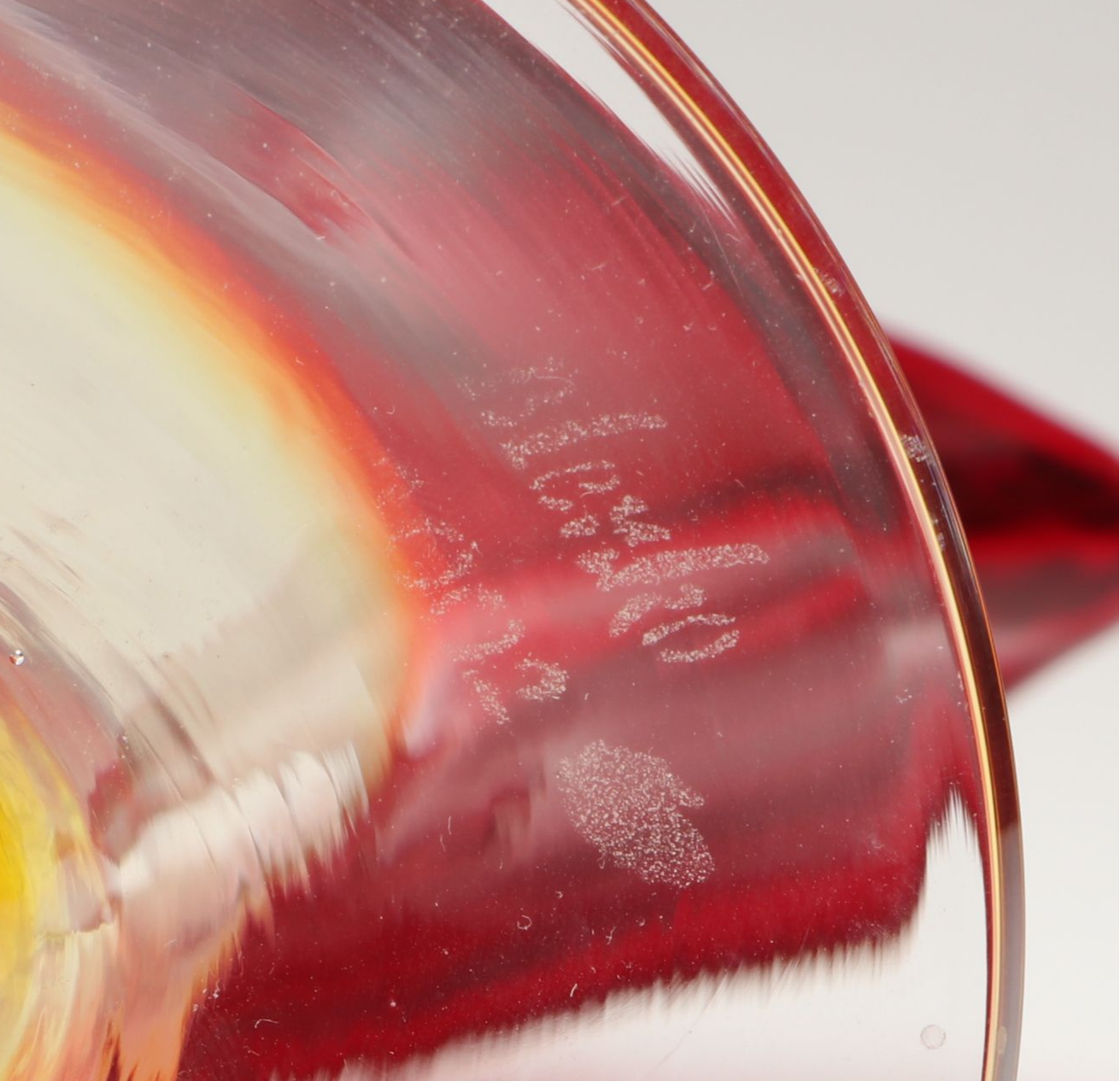 Blenko Handcrafted Tangerine Glass Fan Vases, 2002