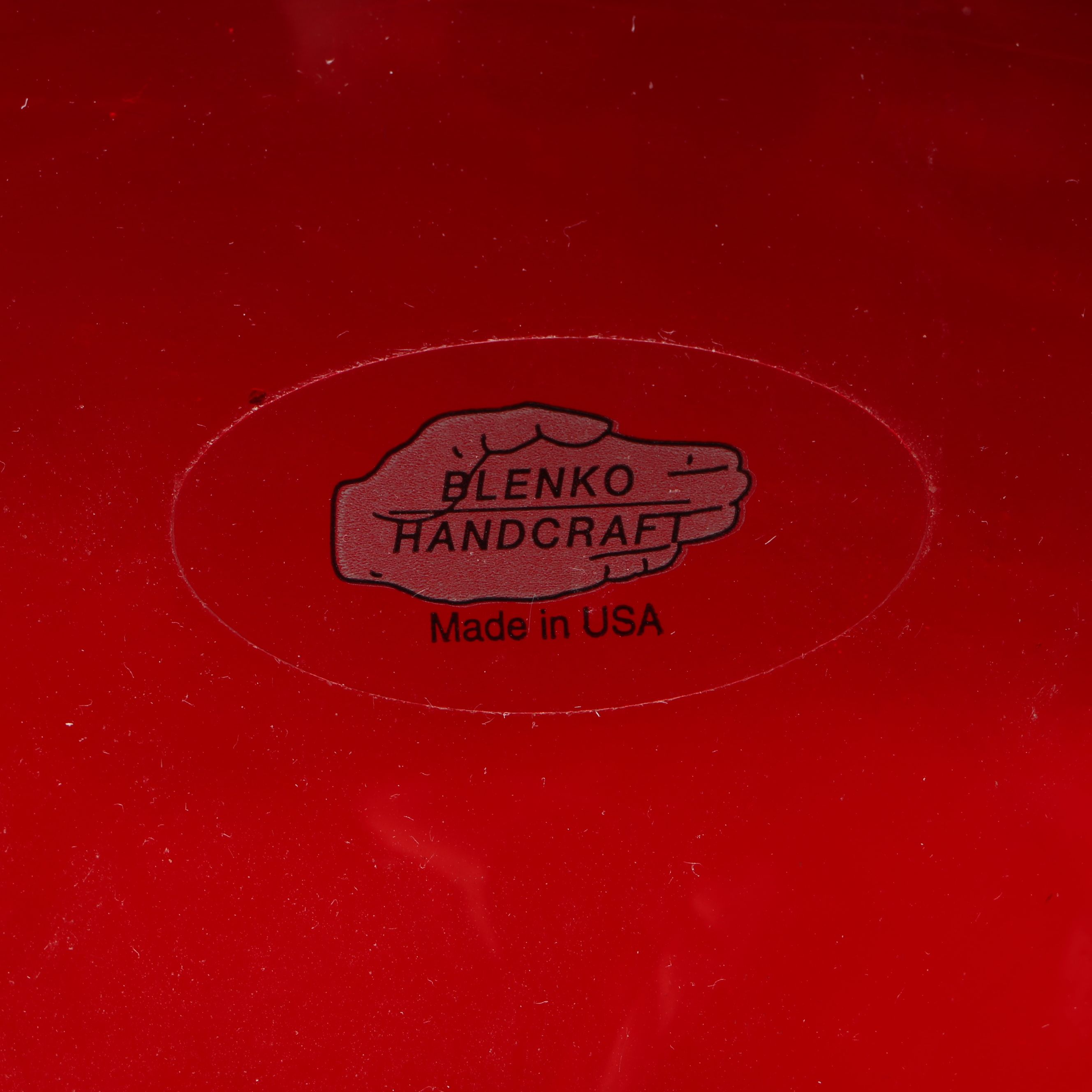 Blenko Handcrafted Tangerine Glass Fan Vases, 2002