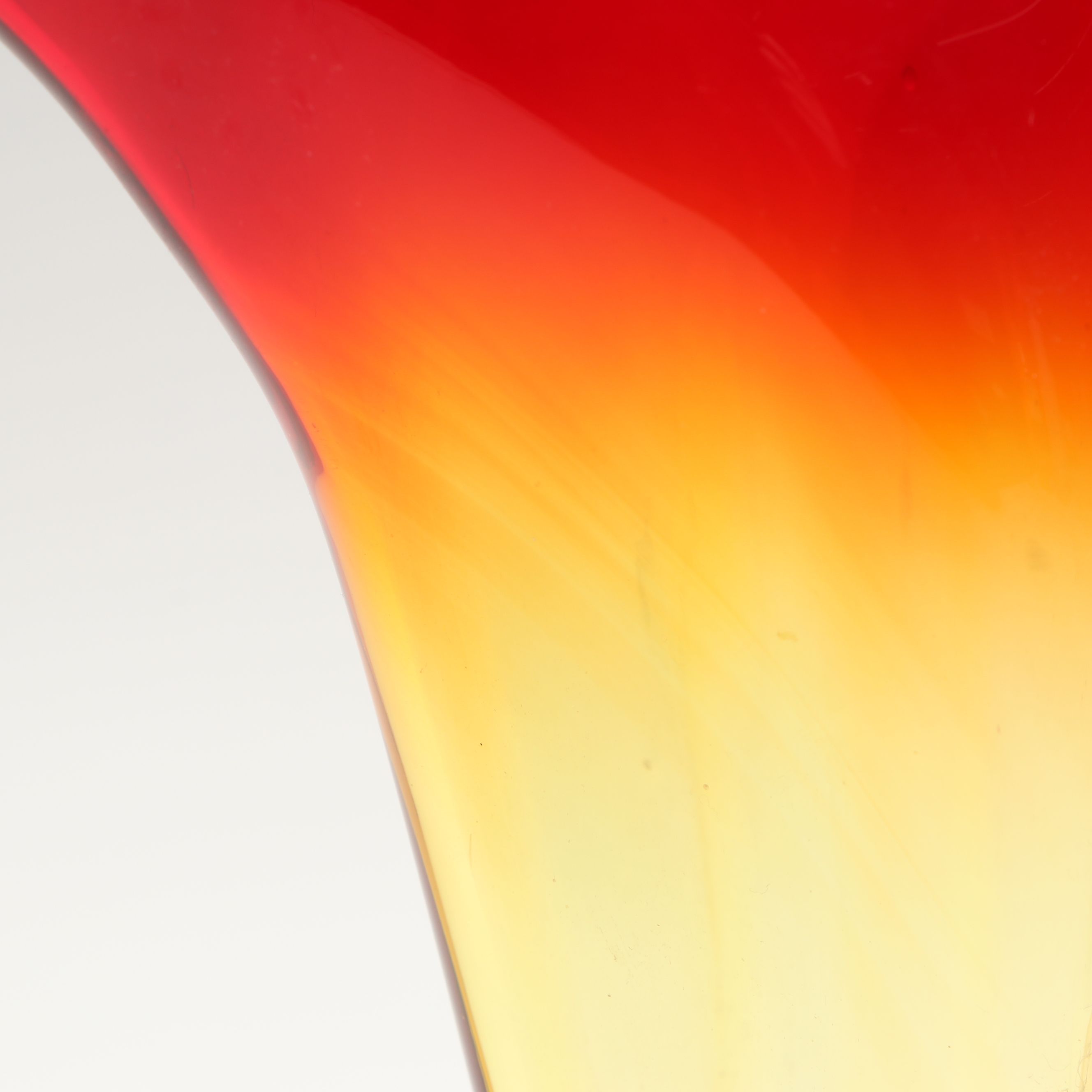 Blenko Handcrafted Tangerine Glass Fan Vases, 2002