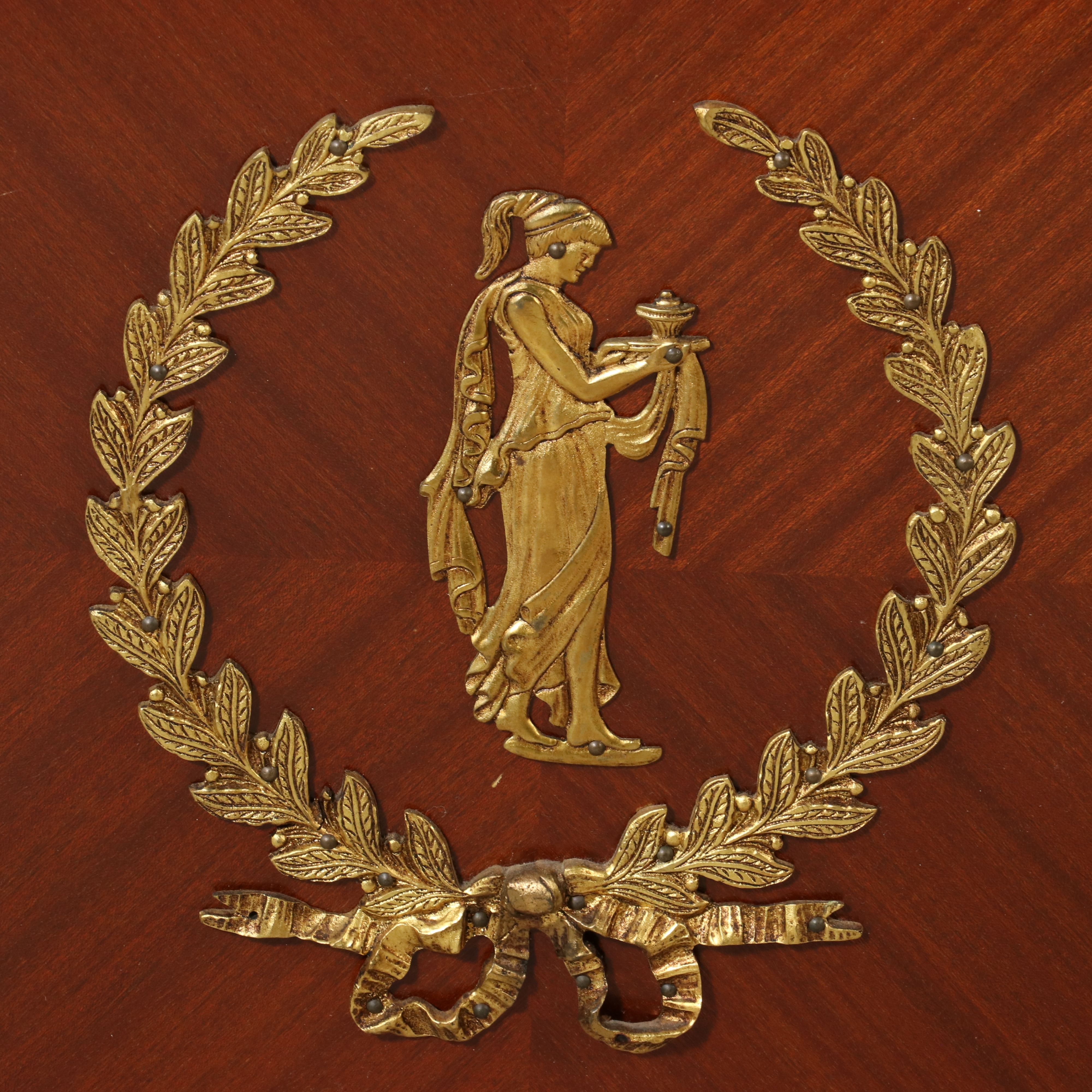 French Empire Style Ormolu Mounted Mahogany Marble Top Sideboard, Late 20th C.