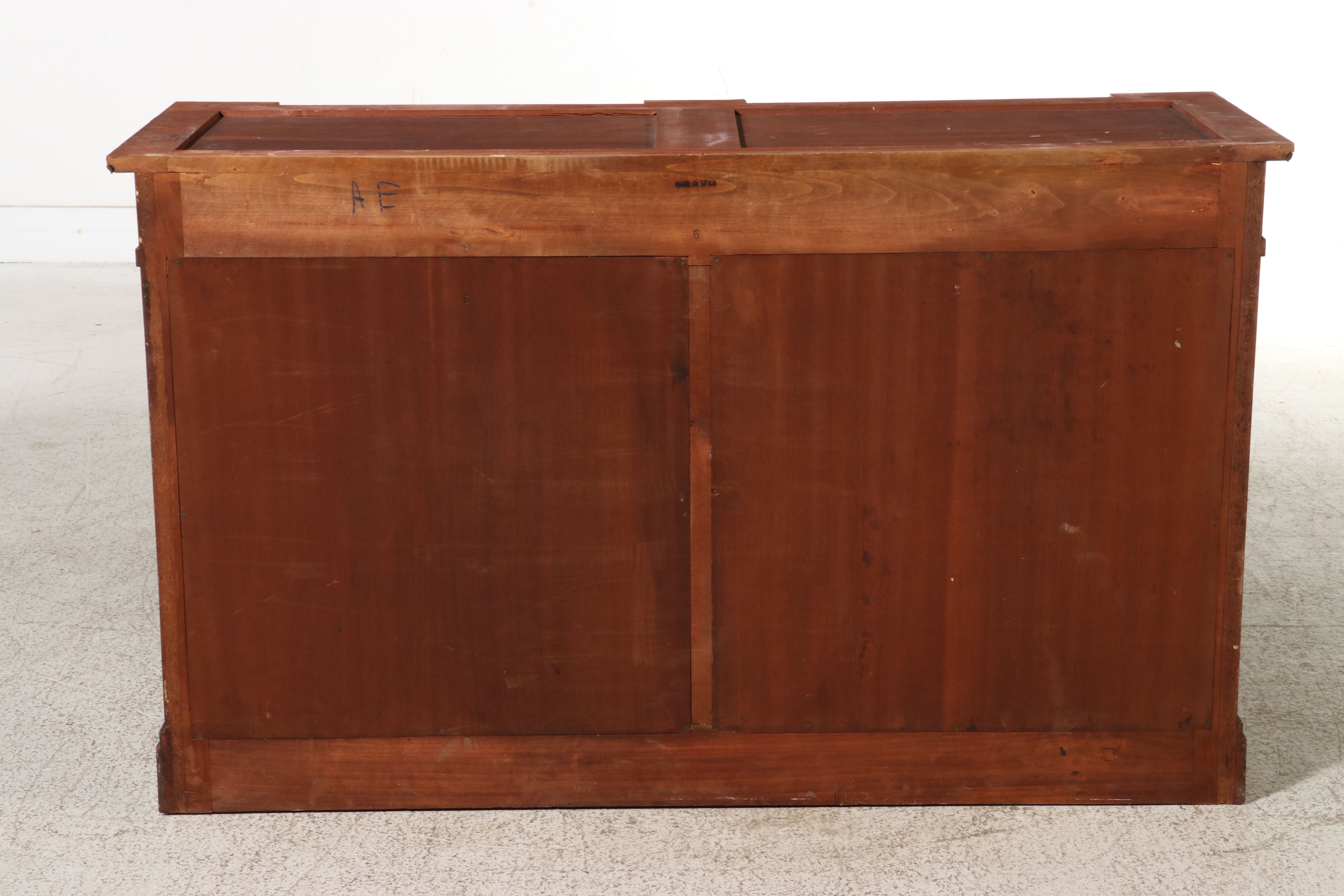 French Empire Style Ormolu Mounted Mahogany Marble Top Sideboard, Late 20th C.