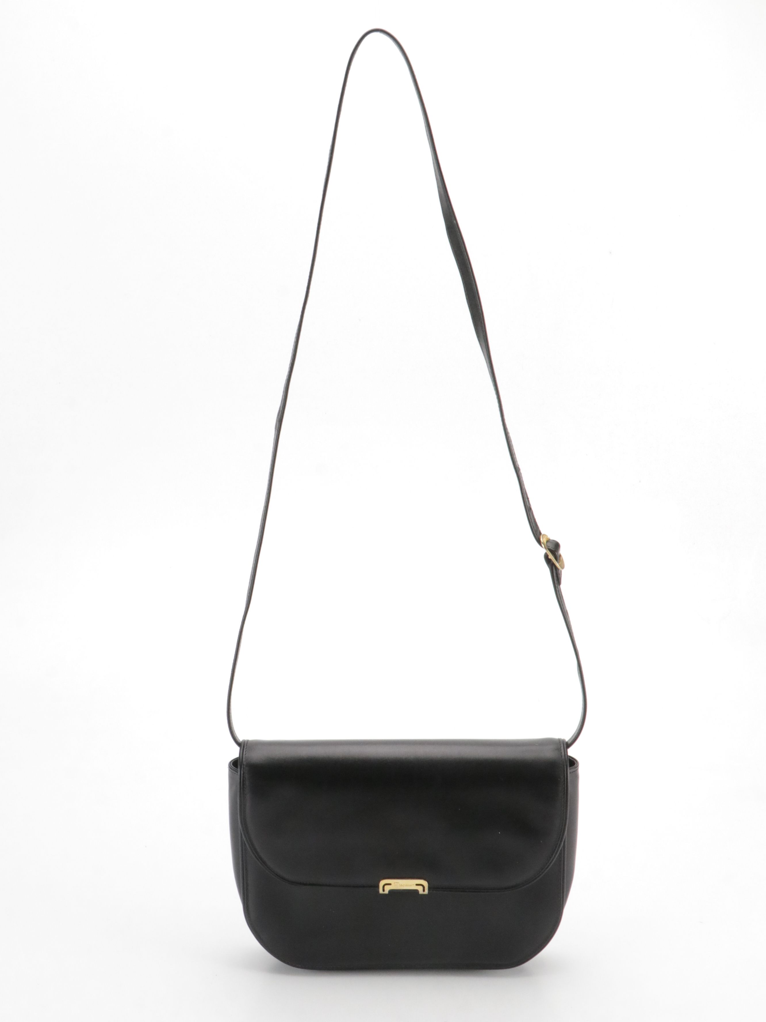 Salvatore Ferragamo Firenze 4 Foldover Shoulder Bag in Black Leather