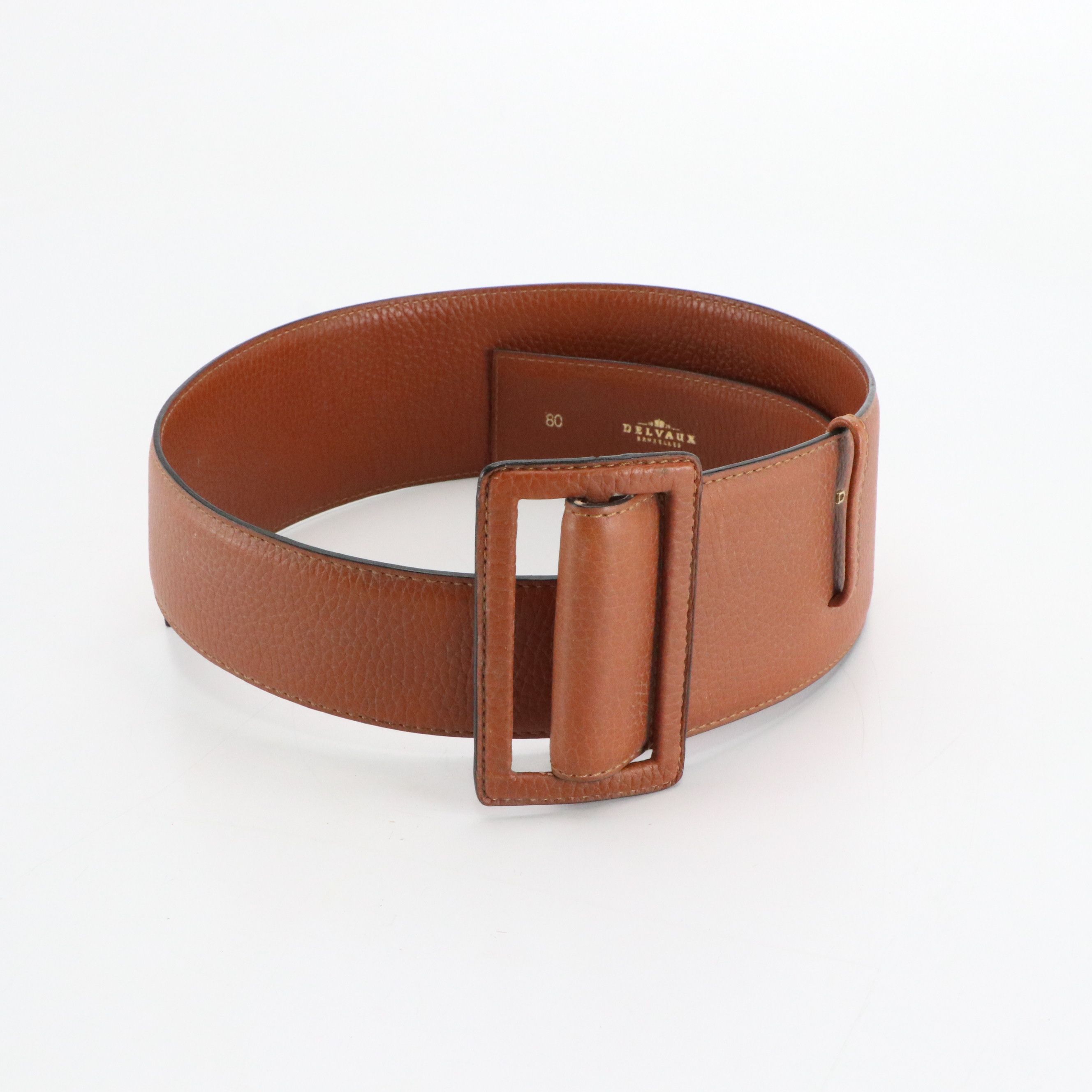 Delvaux Brown & Navy Blue Grained and Green Smooth Leather Belts