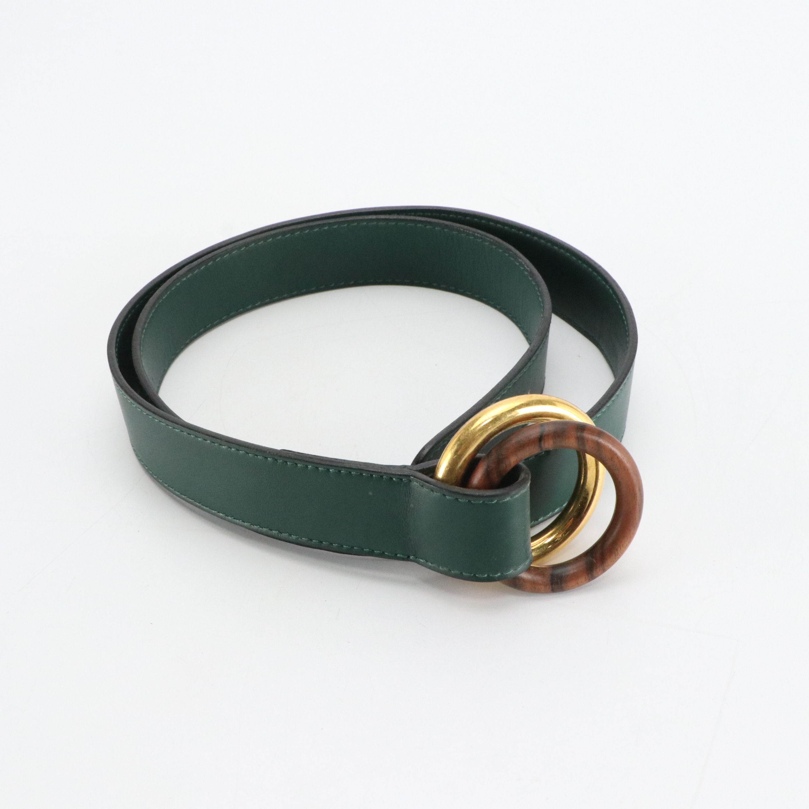 Delvaux Brown & Navy Blue Grained and Green Smooth Leather Belts
