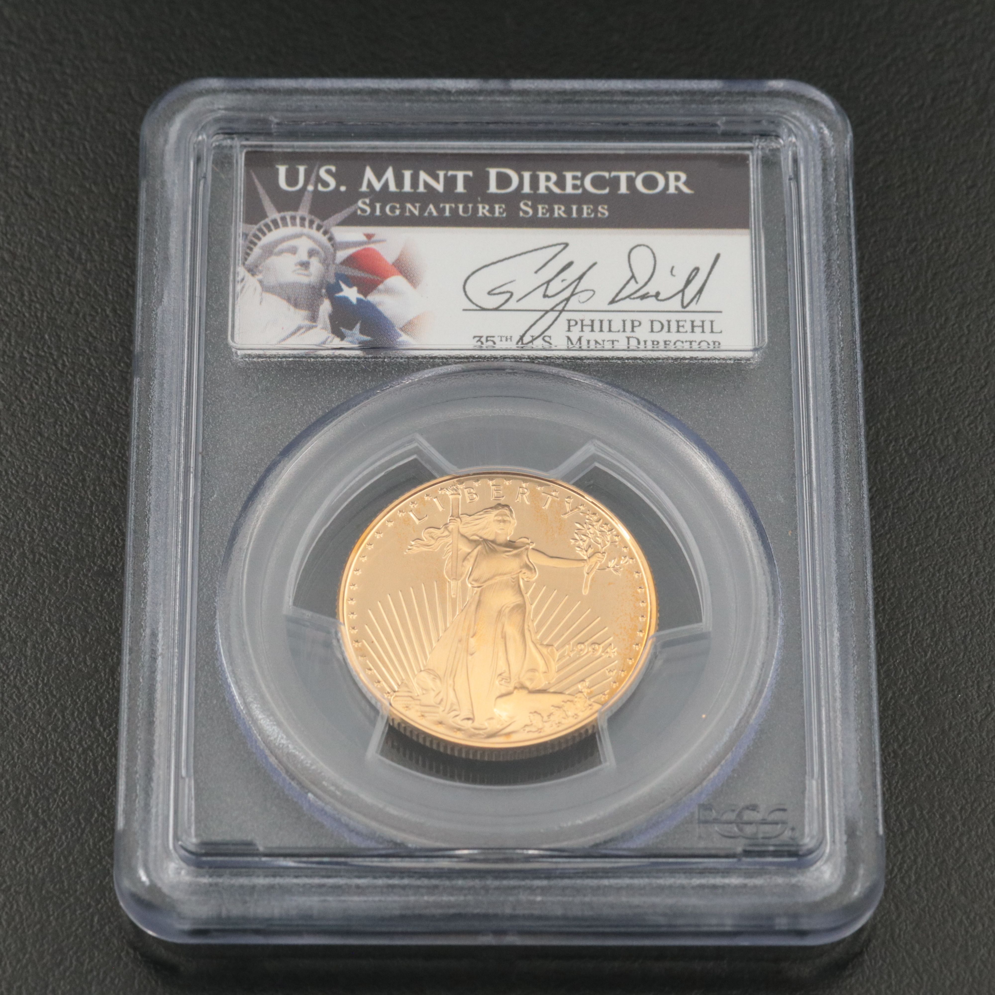 PCGS PR70DCAM 1994-W $25 Gold American Eagle Diehl Signed Case