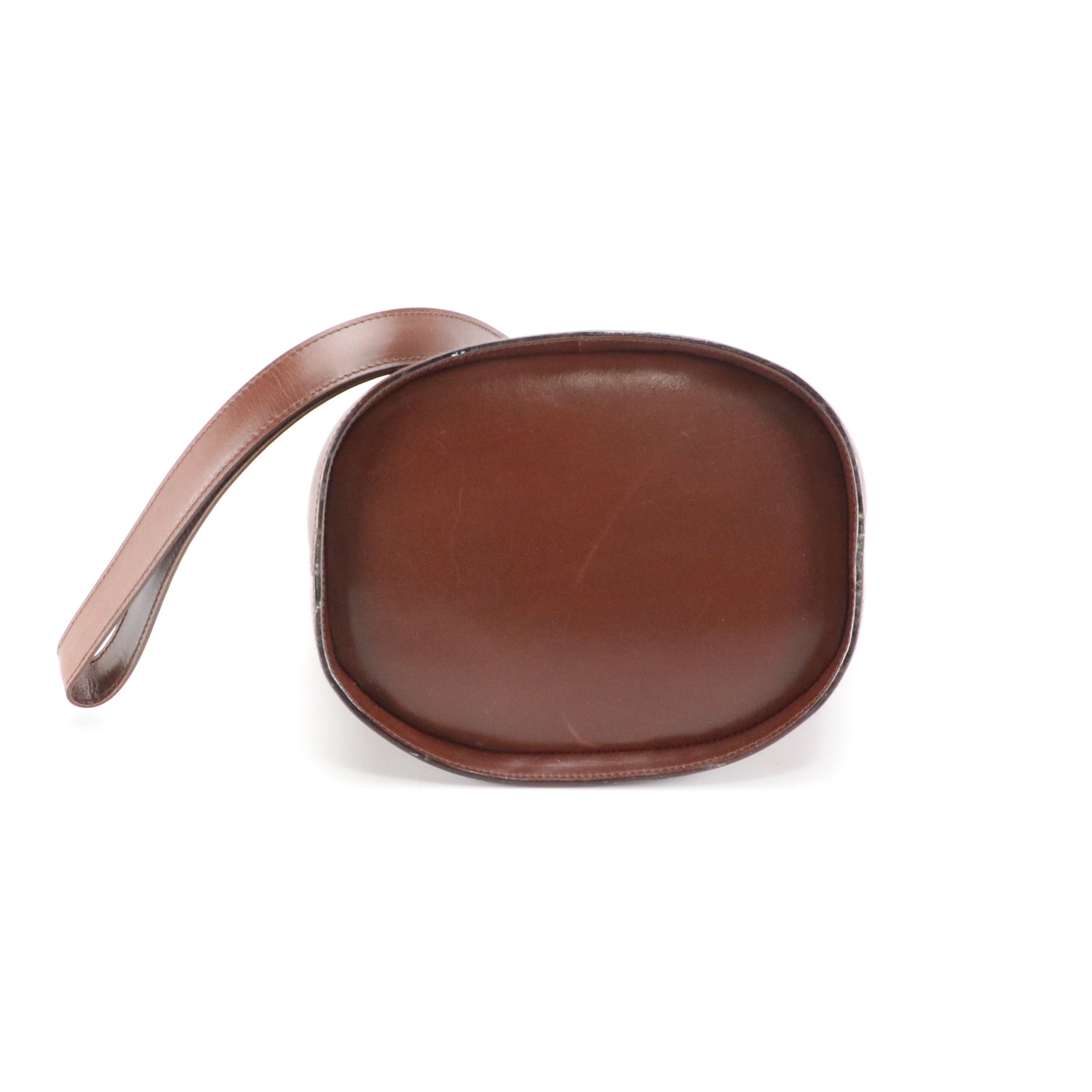 Celine Circle Logo Bucket Bag in Chocolate Brown Calfskin Leather