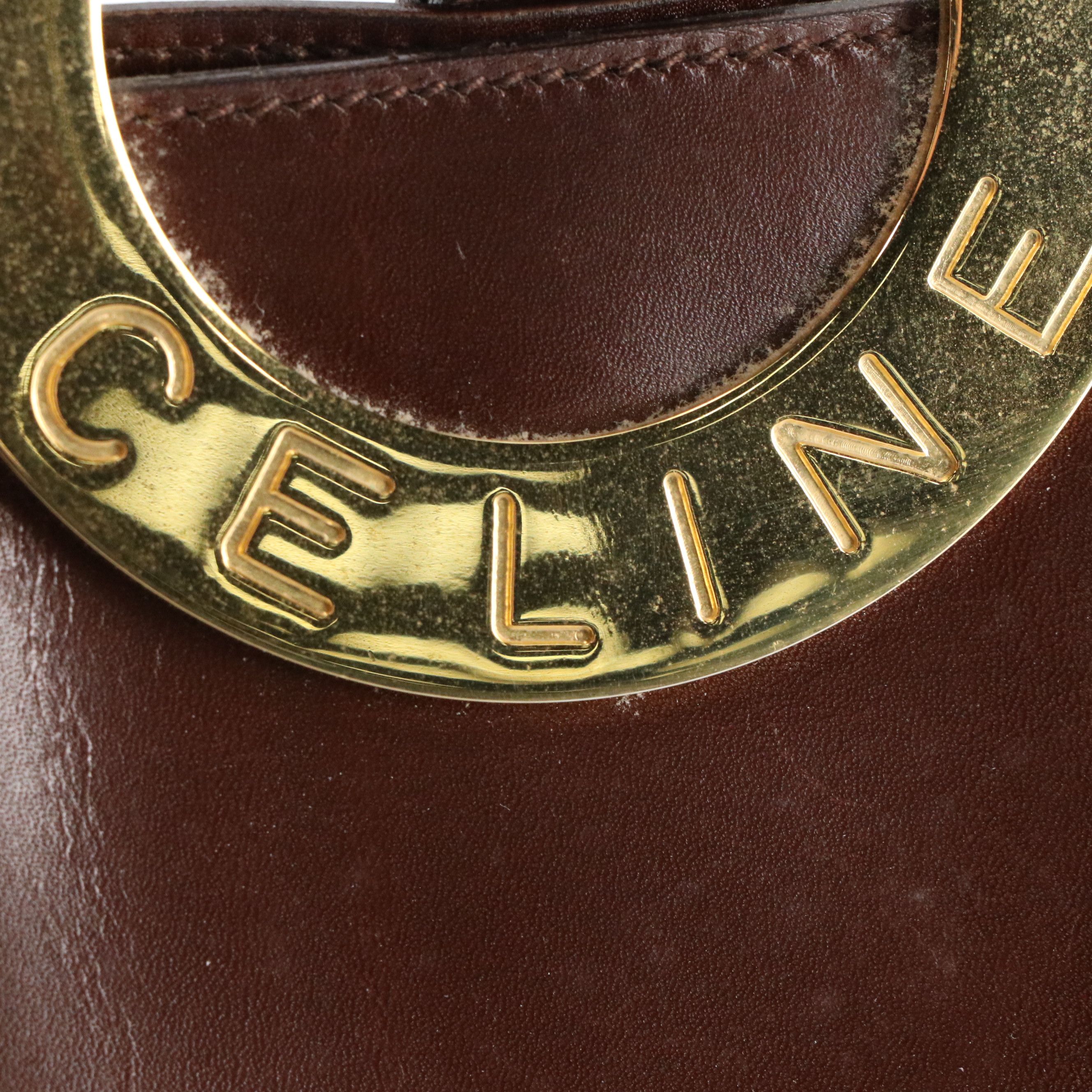 Celine Circle Logo Bucket Bag in Chocolate Brown Calfskin Leather