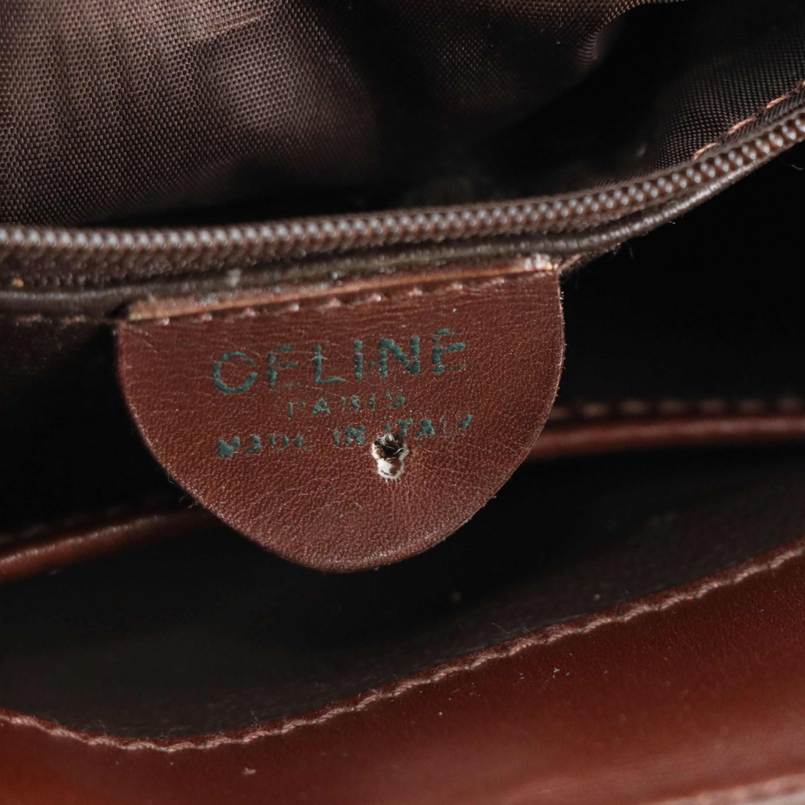 Celine Circle Logo Bucket Bag in Chocolate Brown Calfskin Leather