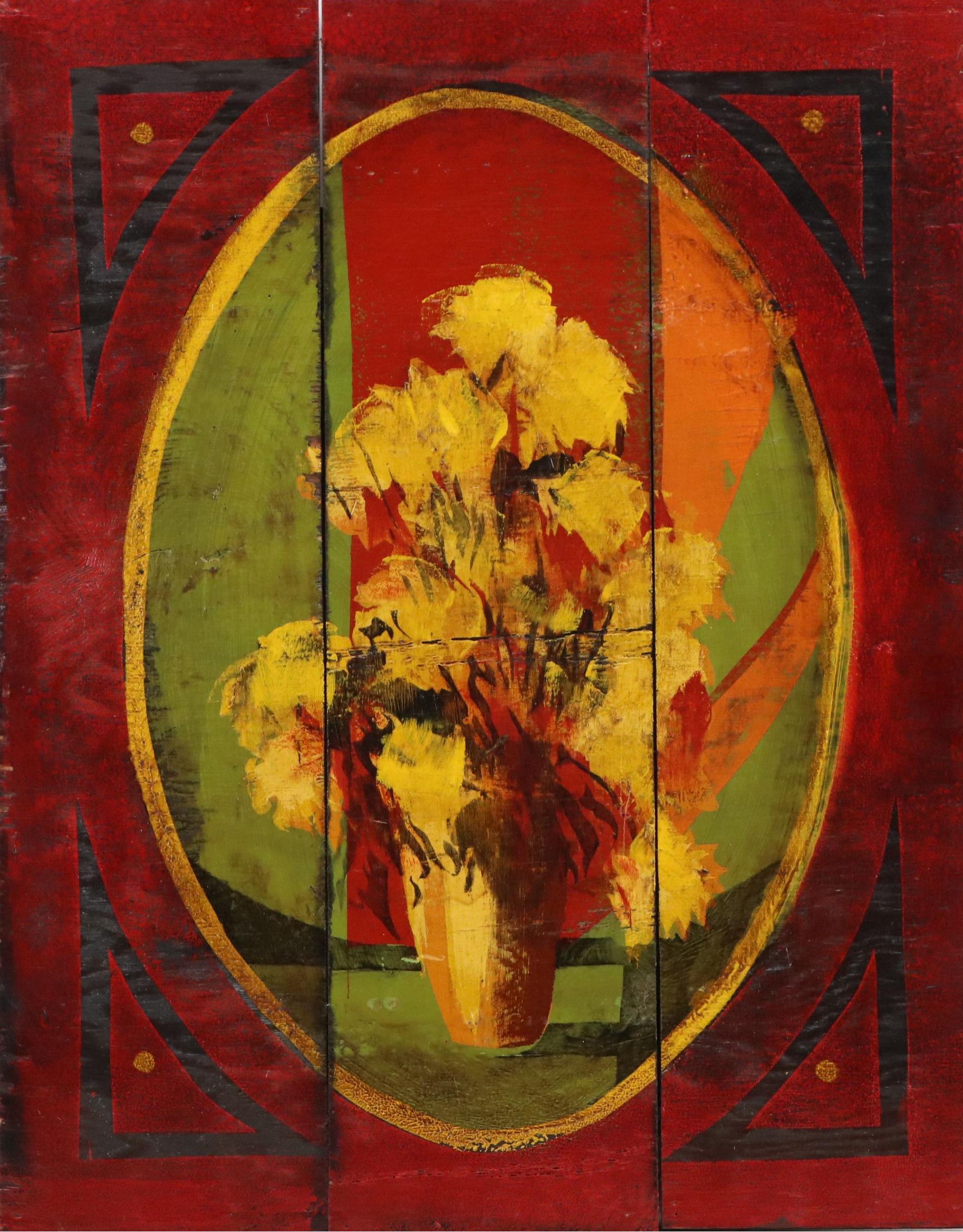 Caldwell Still Life Oil Painting "Warm Florals," 20th Century