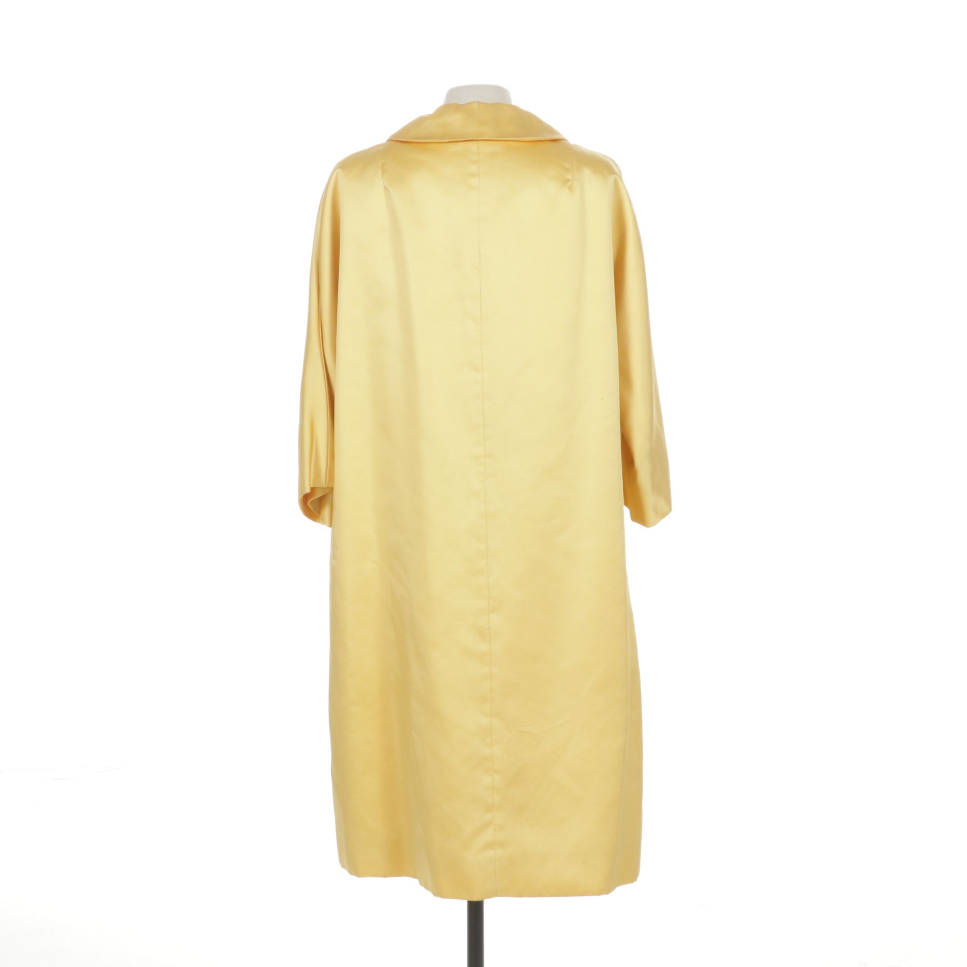 1960s Butter Yellow Silk Satin Evening Coat