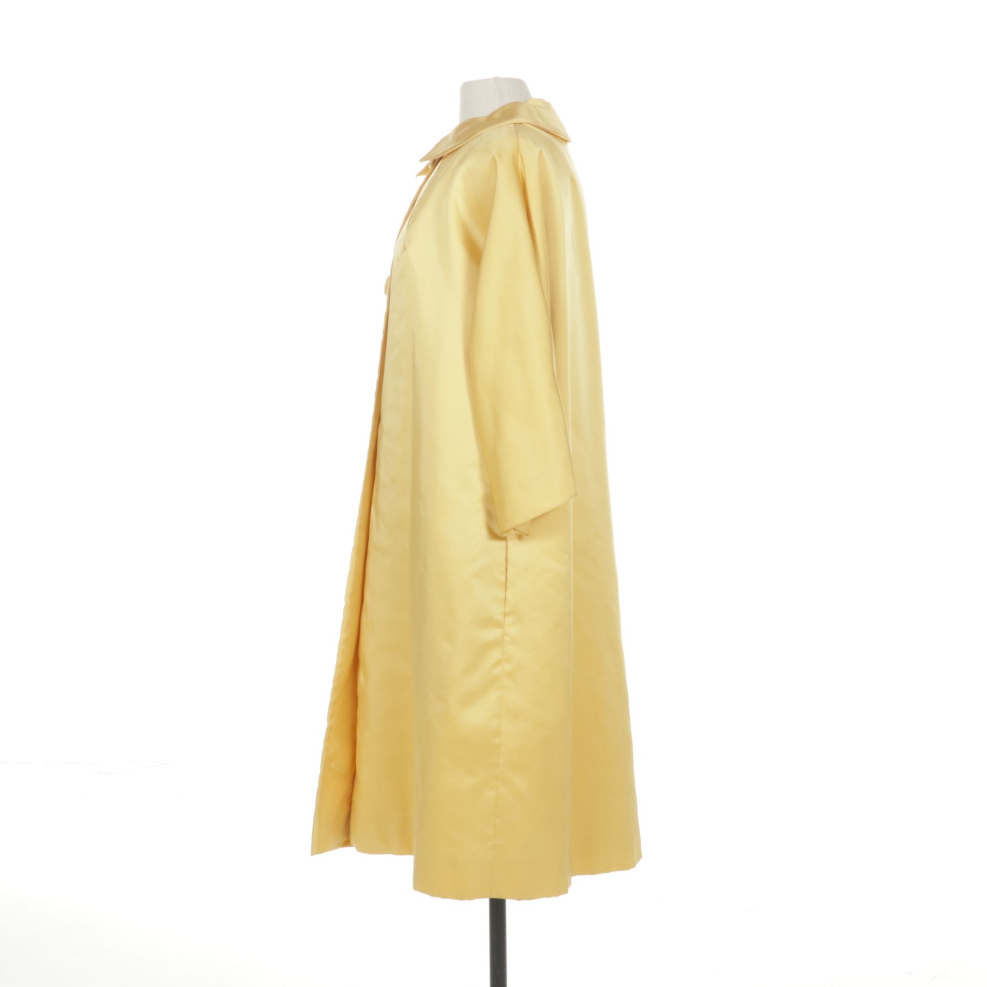 1960s Butter Yellow Silk Satin Evening Coat
