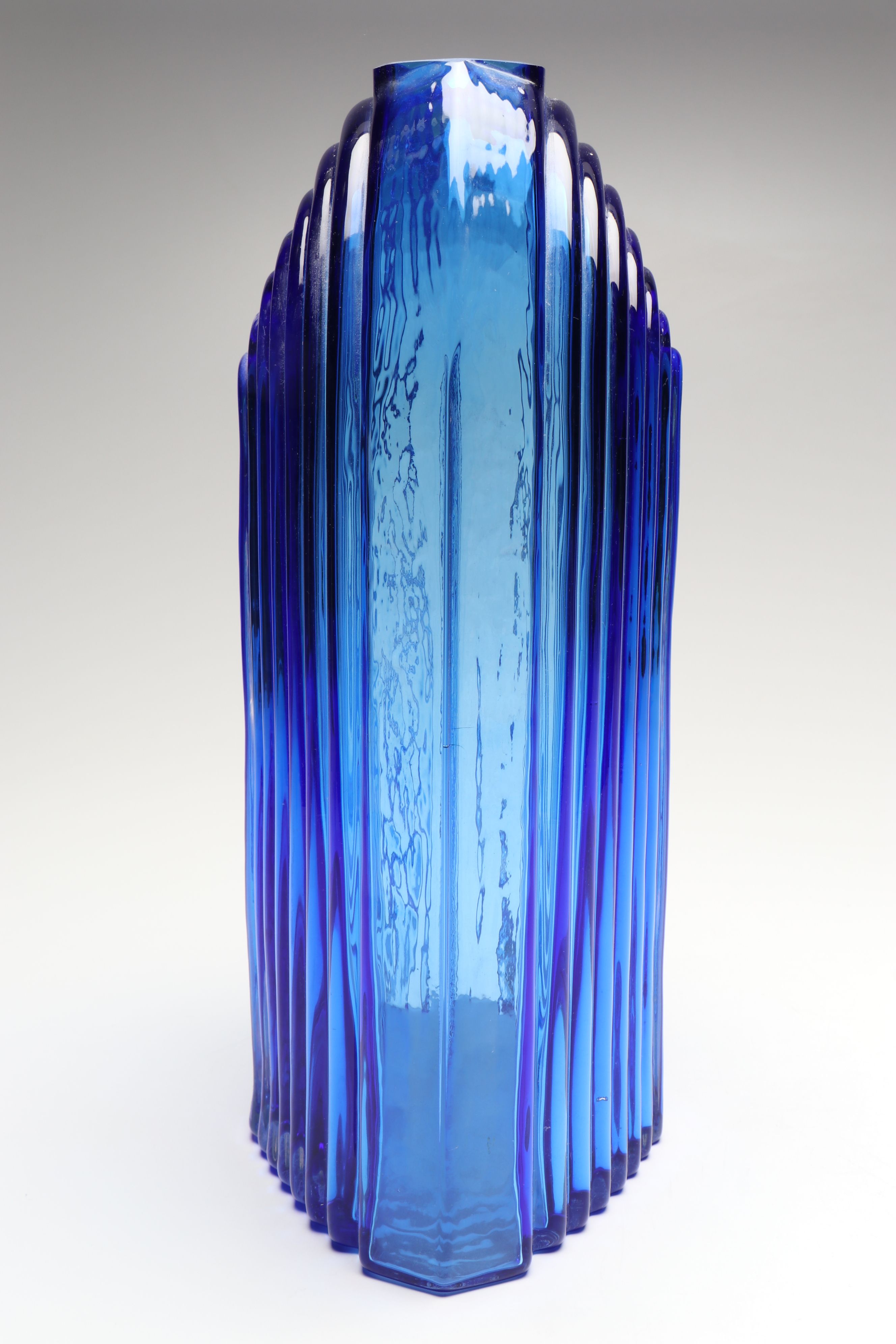 Blenko Art Deco Style Handcrafted Cobalt Glass Vase
