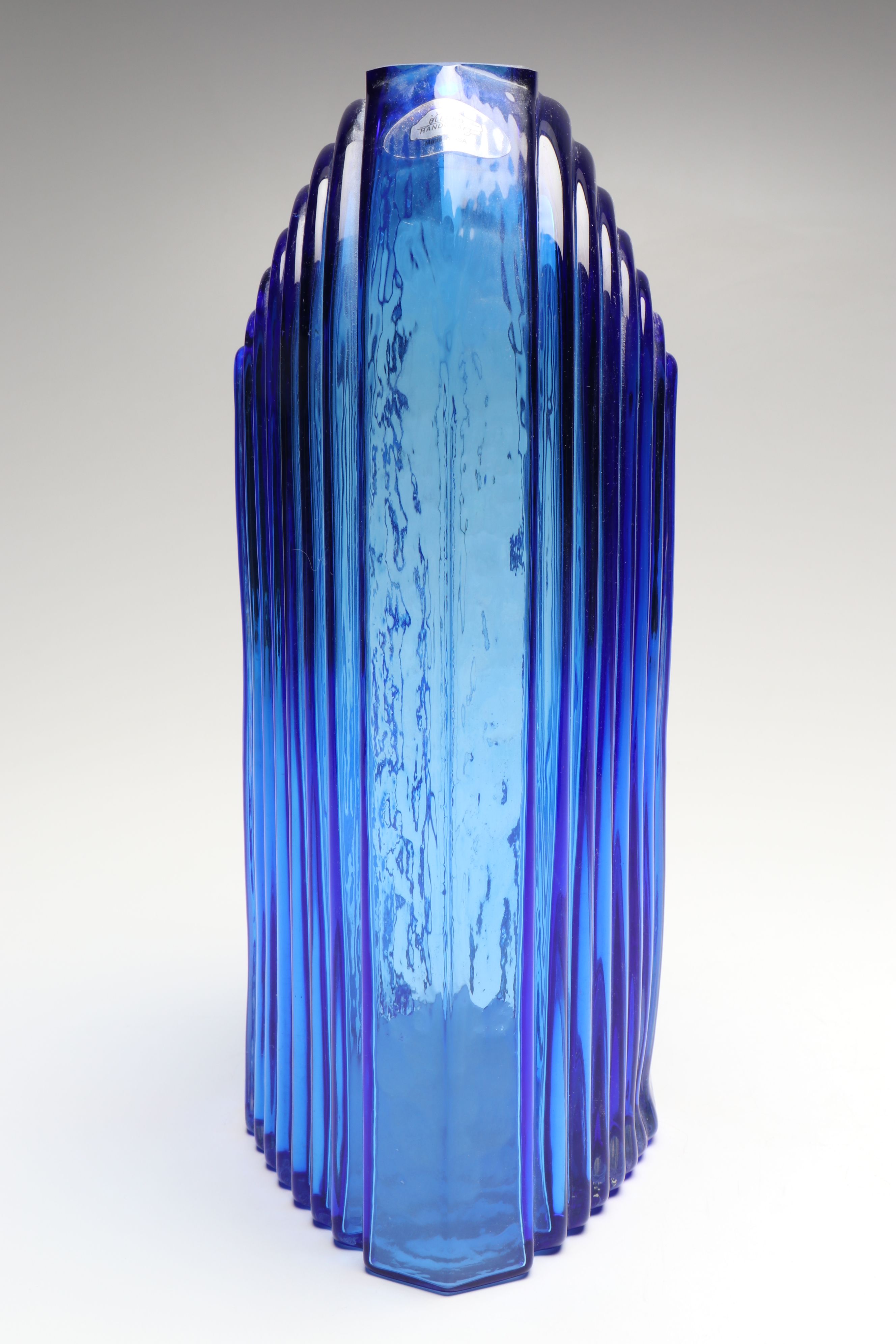 Blenko Art Deco Style Handcrafted Cobalt Glass Vase