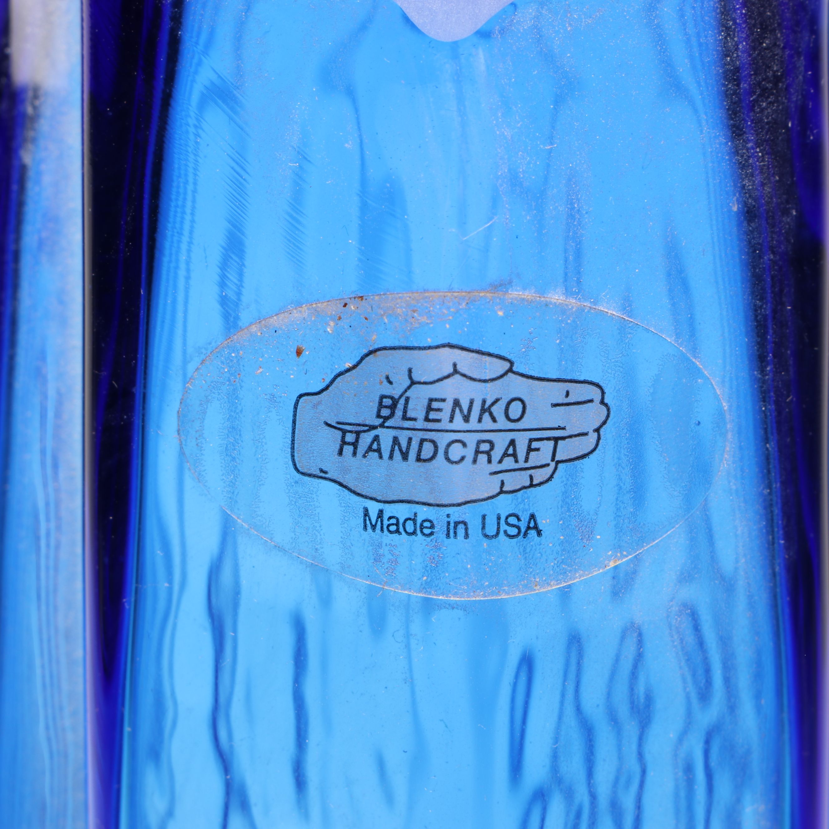 Blenko Art Deco Style Handcrafted Cobalt Glass Vase