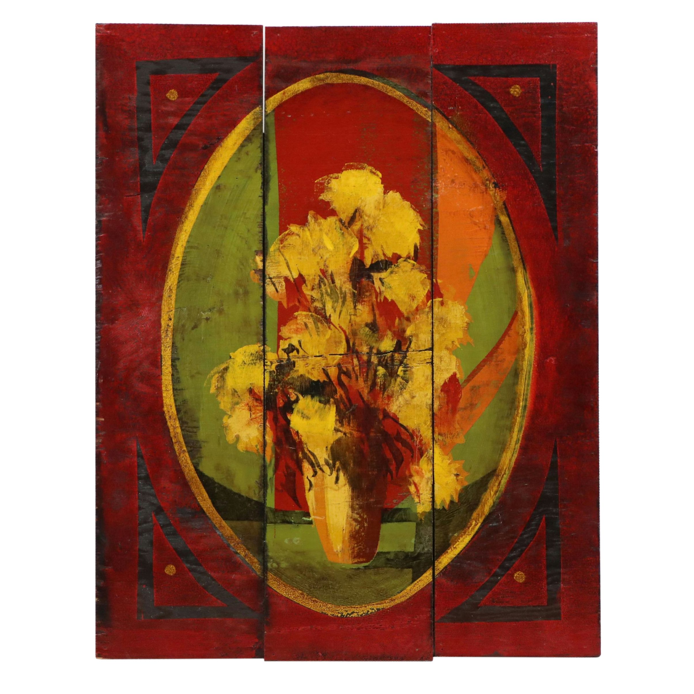 Caldwell Still Life Oil Painting "Warm Florals," 20th Century