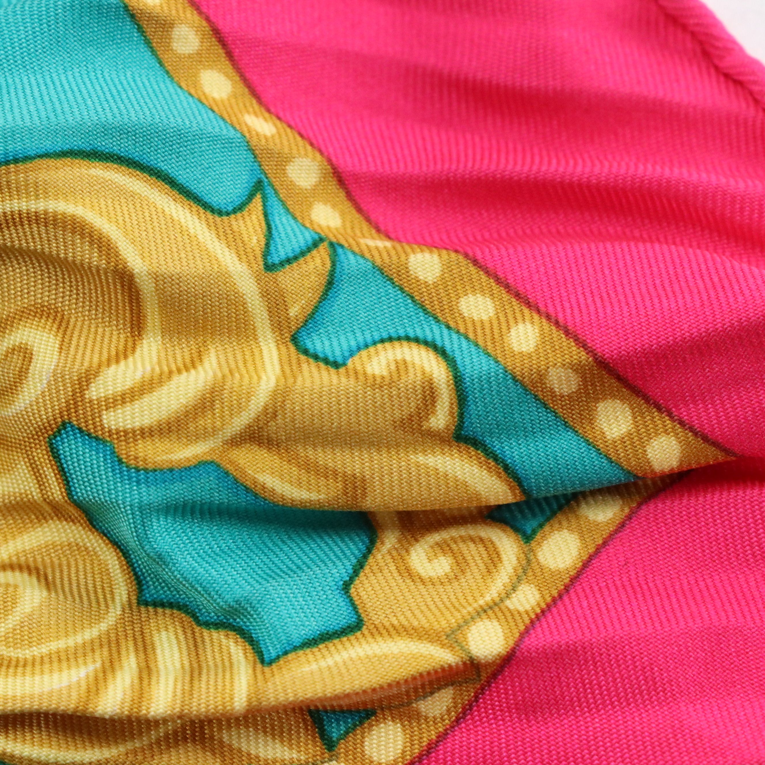 Hermès "Les Bissone de Venise" Plissé Scarf 90 in Silk Twill with Box