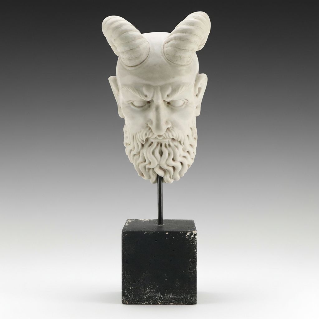 Grand Tour Carved Marble Head of a Satyr