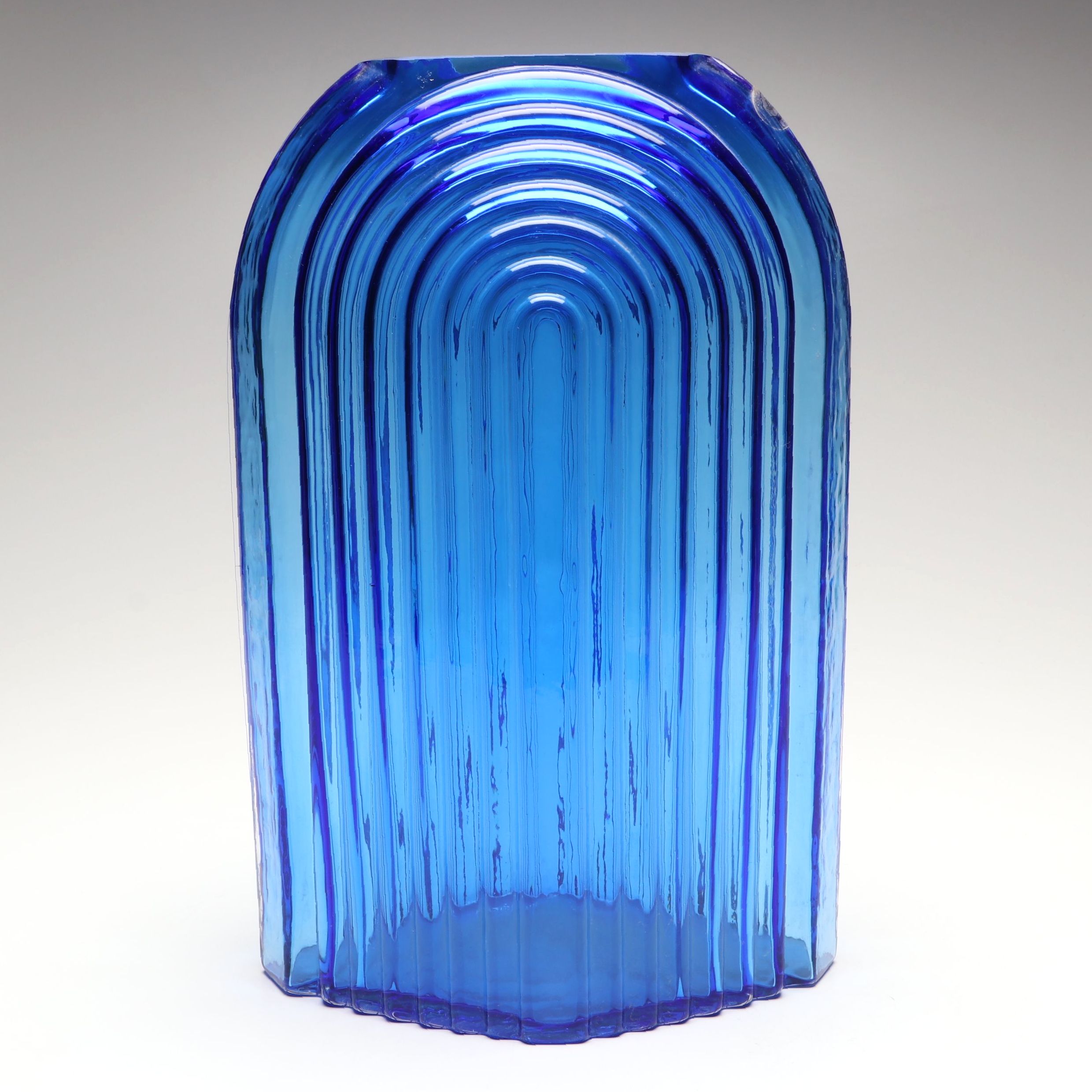 Blenko Art Deco Style Handcrafted Cobalt Glass Vase