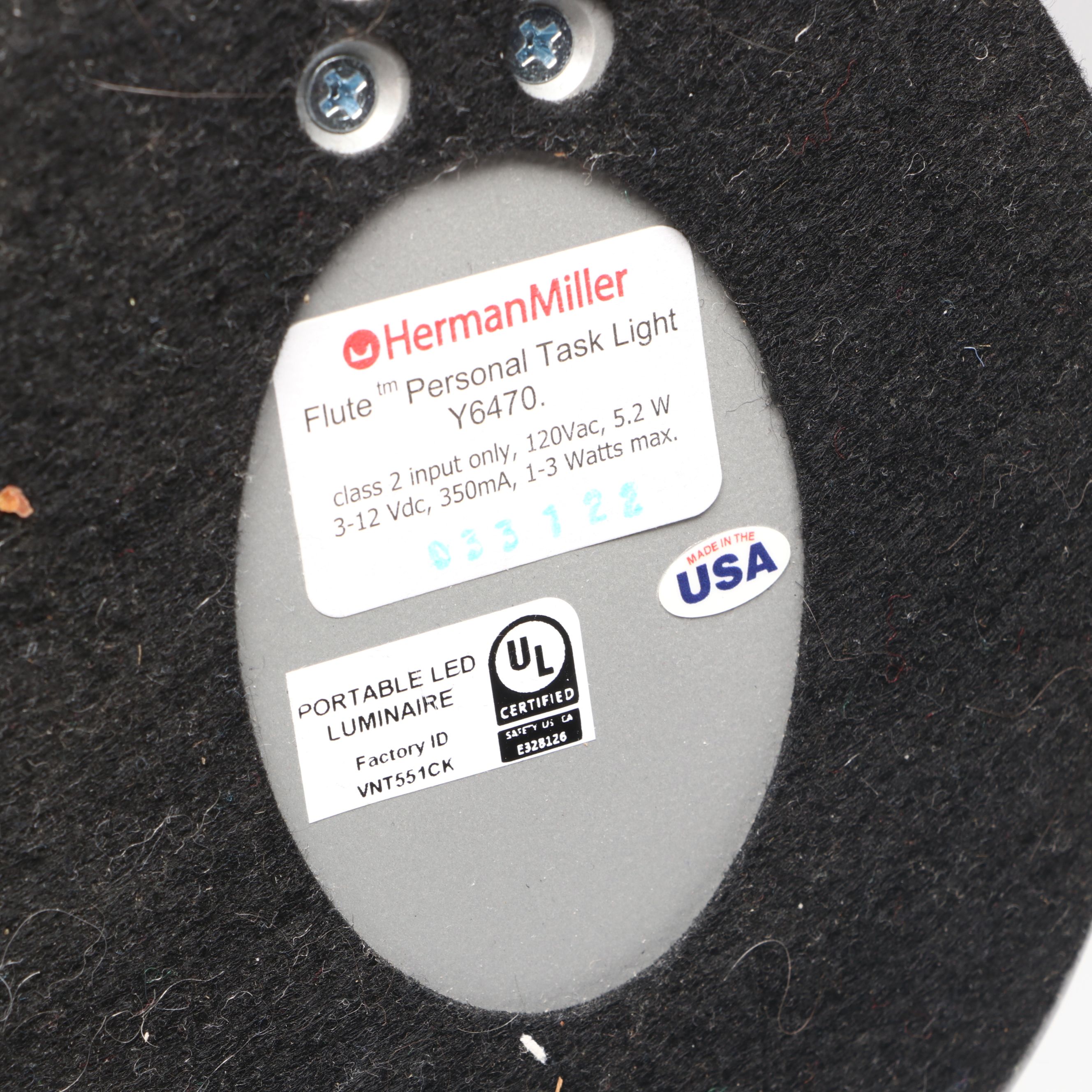 Two Herman Miller "Flute" Individual Task Lamps, 2022 and 2024