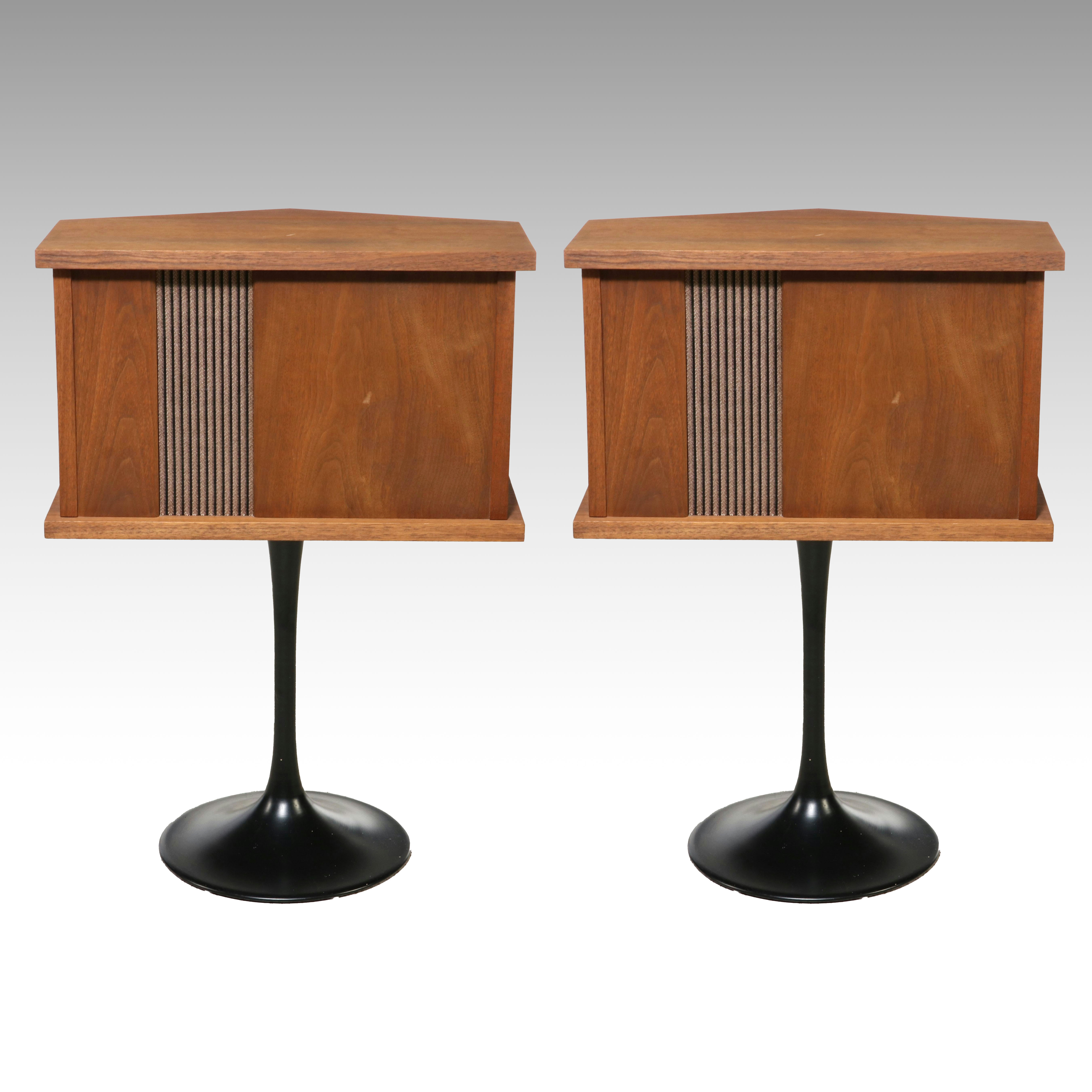 Pair of Bose 901 Series Walnut Cased Direct Reflecting Speakers on Tulip Stands