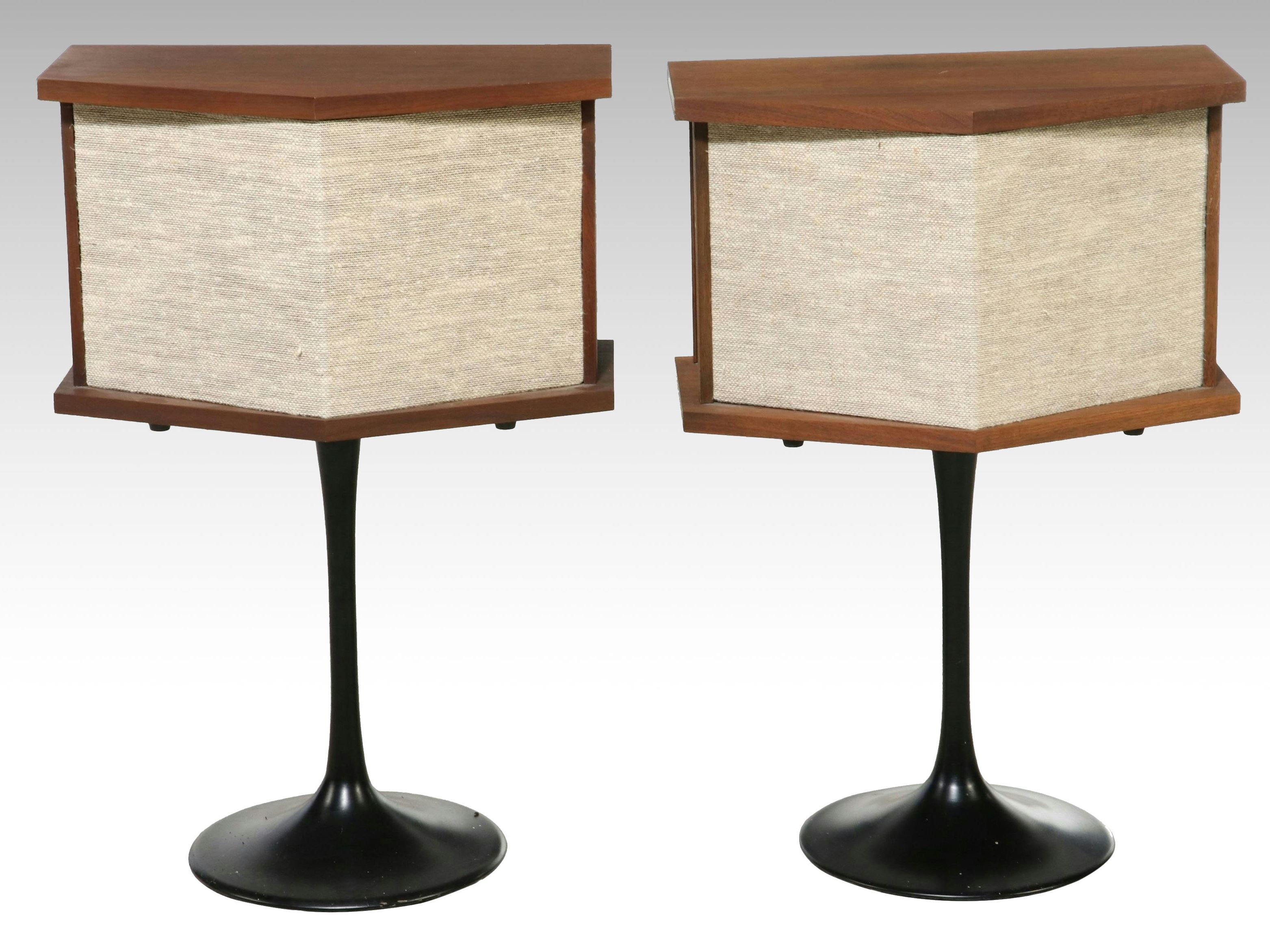 Pair of Bose 901 Series Walnut Cased Direct Reflecting Speakers on Tulip Stands