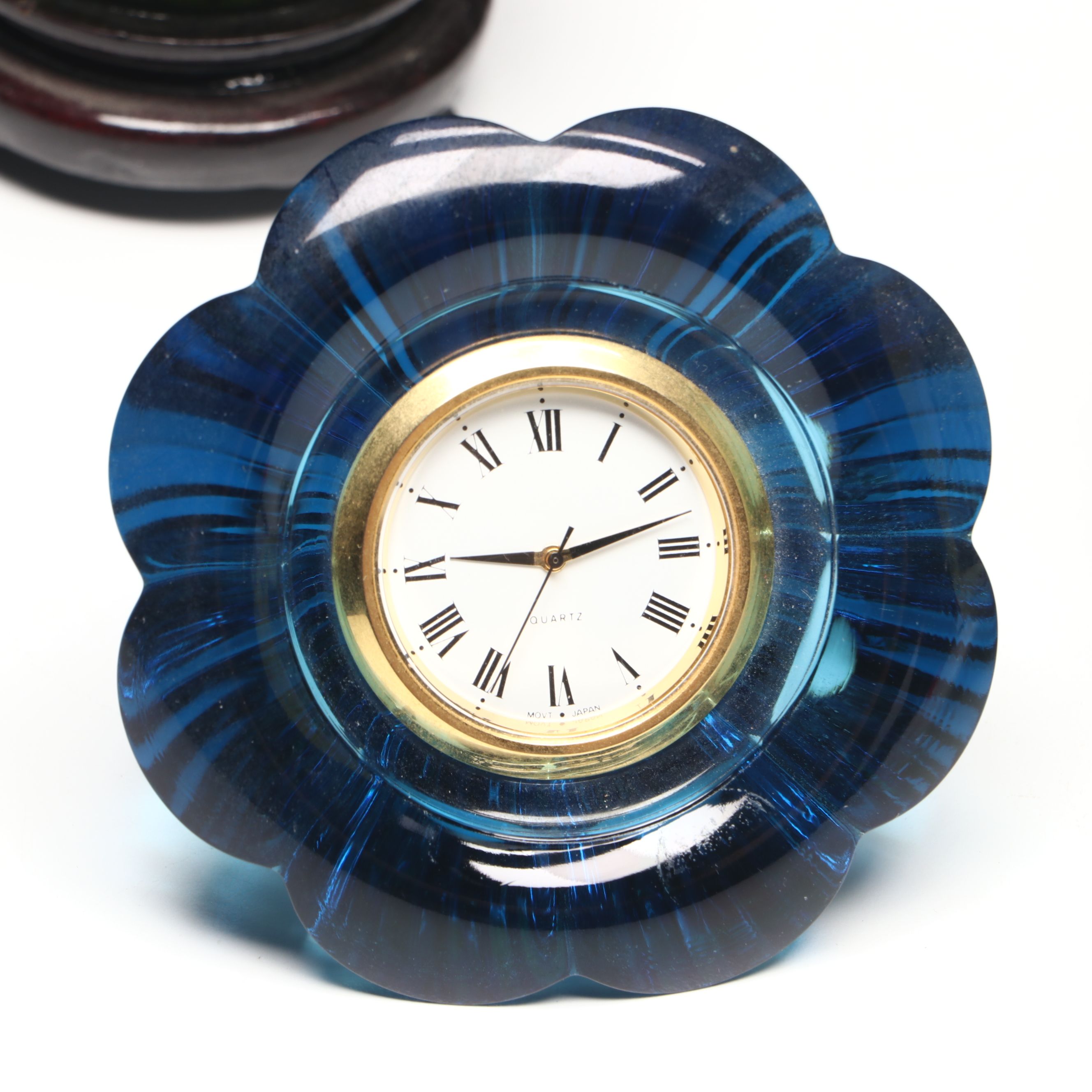 Chinese Floral Cloisonné Vases, Urn and Bowl with Other Glass Clock