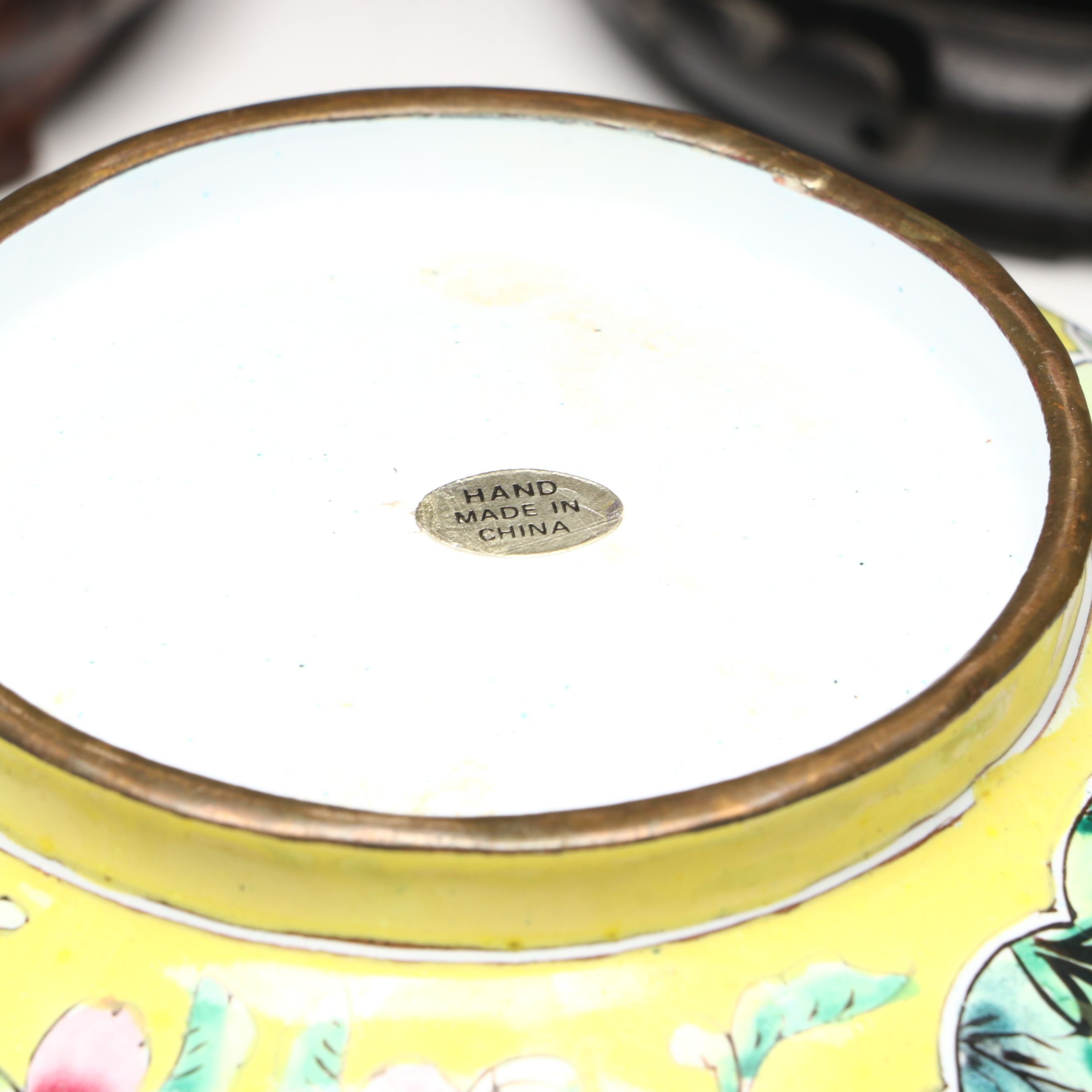 Chinese Floral Cloisonné Vases, Urn and Bowl with Other Glass Clock