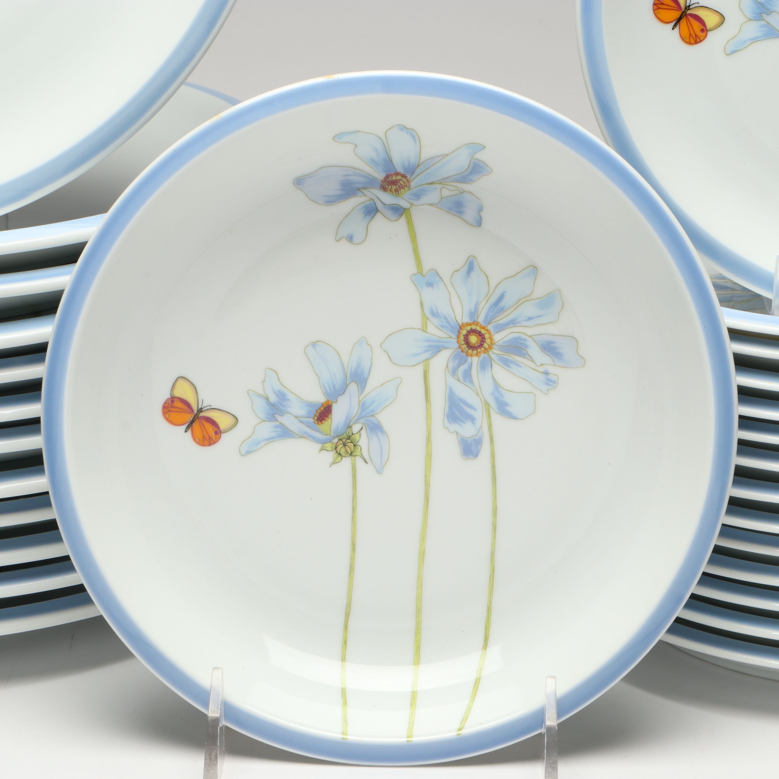Denby-Langley "Blue Daisy Touch of Blue" Ceramic Dinnerware, 1977-1981
