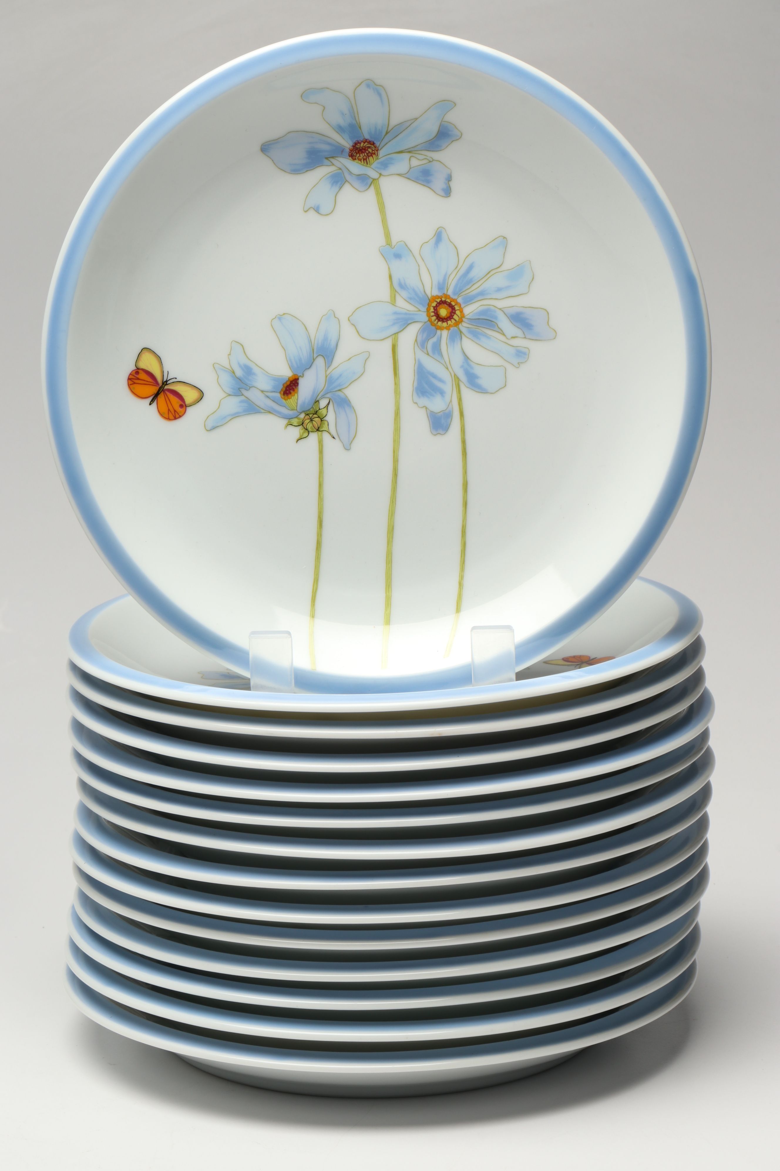 Denby-Langley "Blue Daisy Touch of Blue" Ceramic Dinnerware, 1977-1981