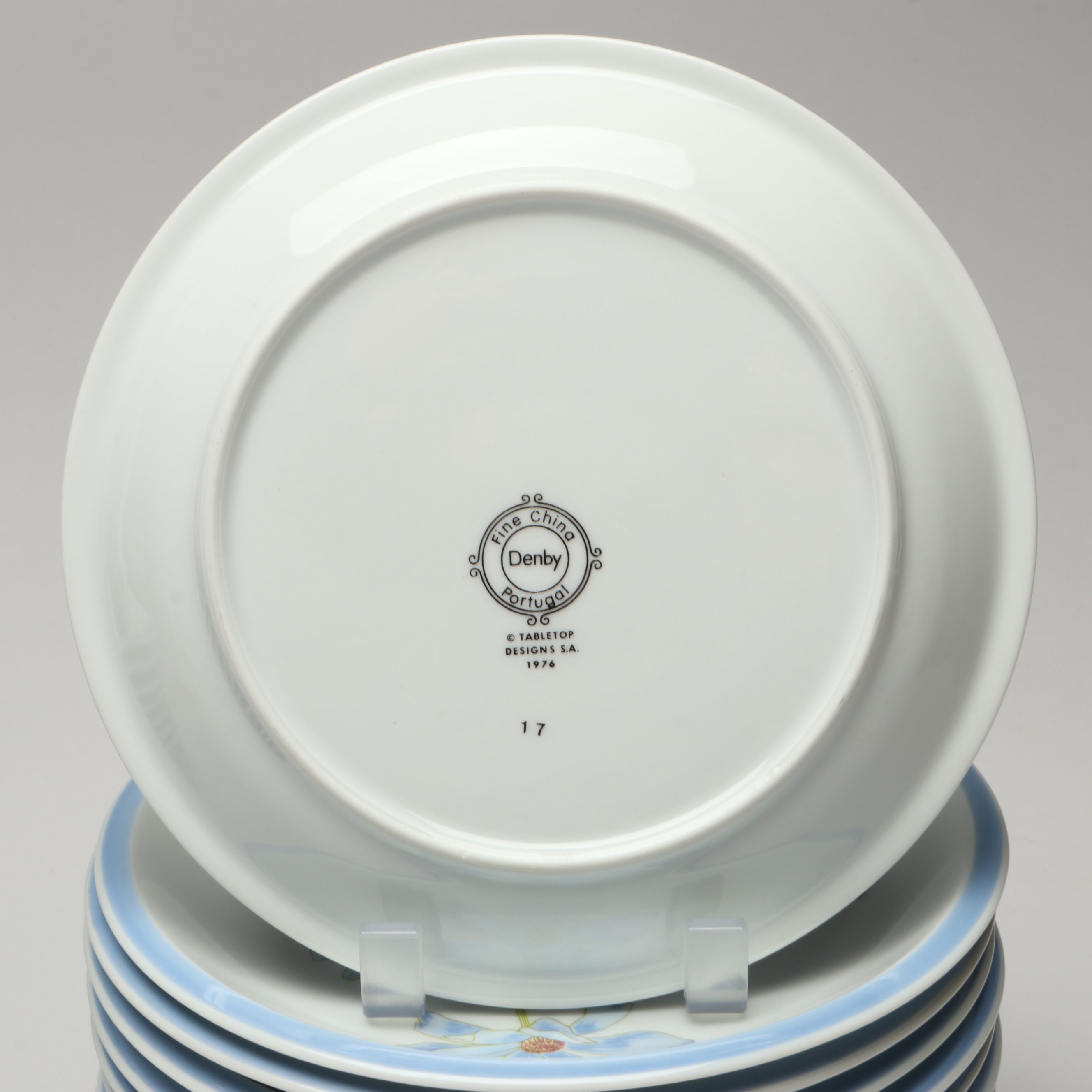 Denby-Langley "Blue Daisy Touch of Blue" Ceramic Dinnerware, 1977-1981