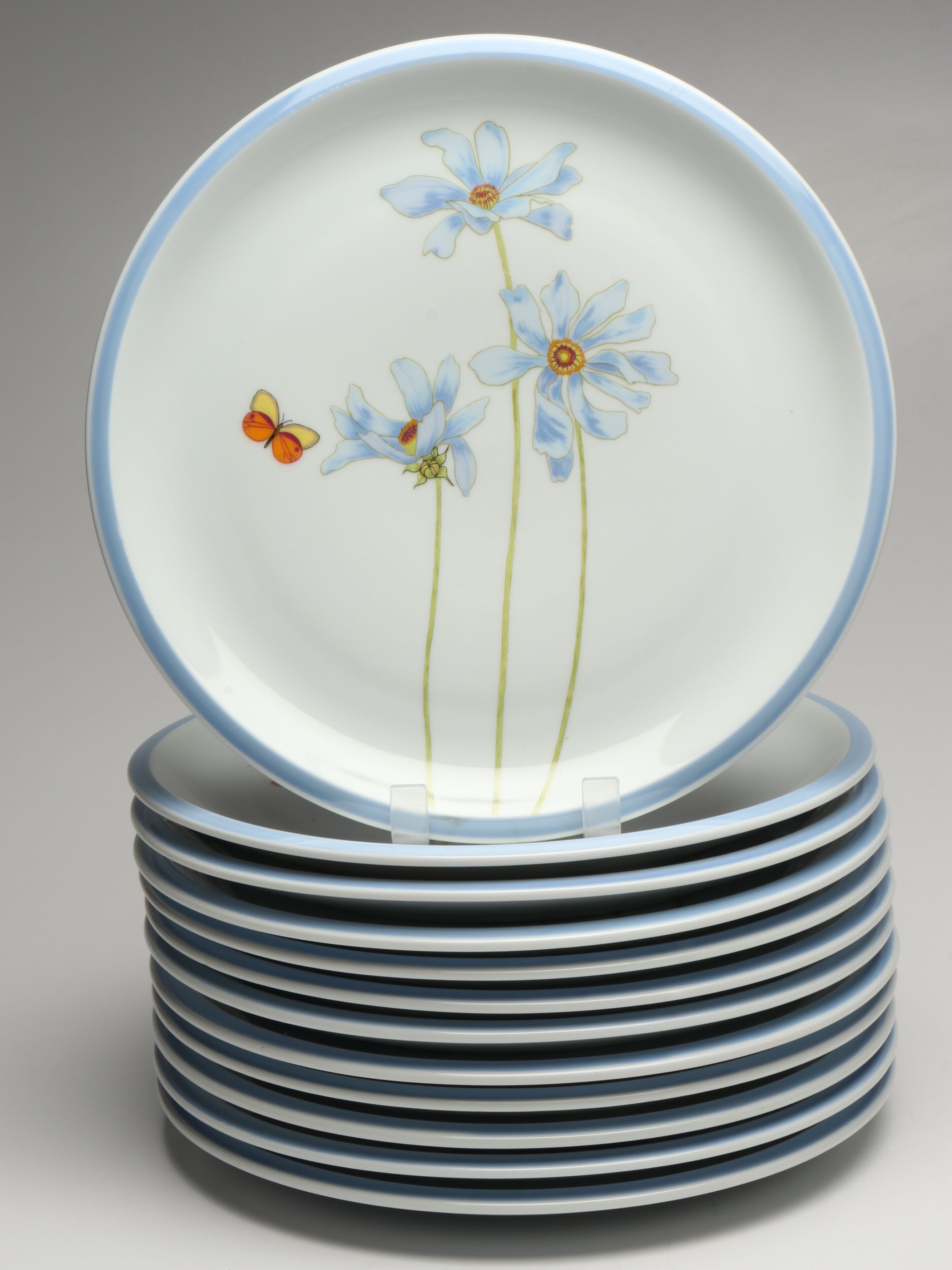 Denby-Langley "Blue Daisy Touch of Blue" Ceramic Dinnerware, 1977-1981