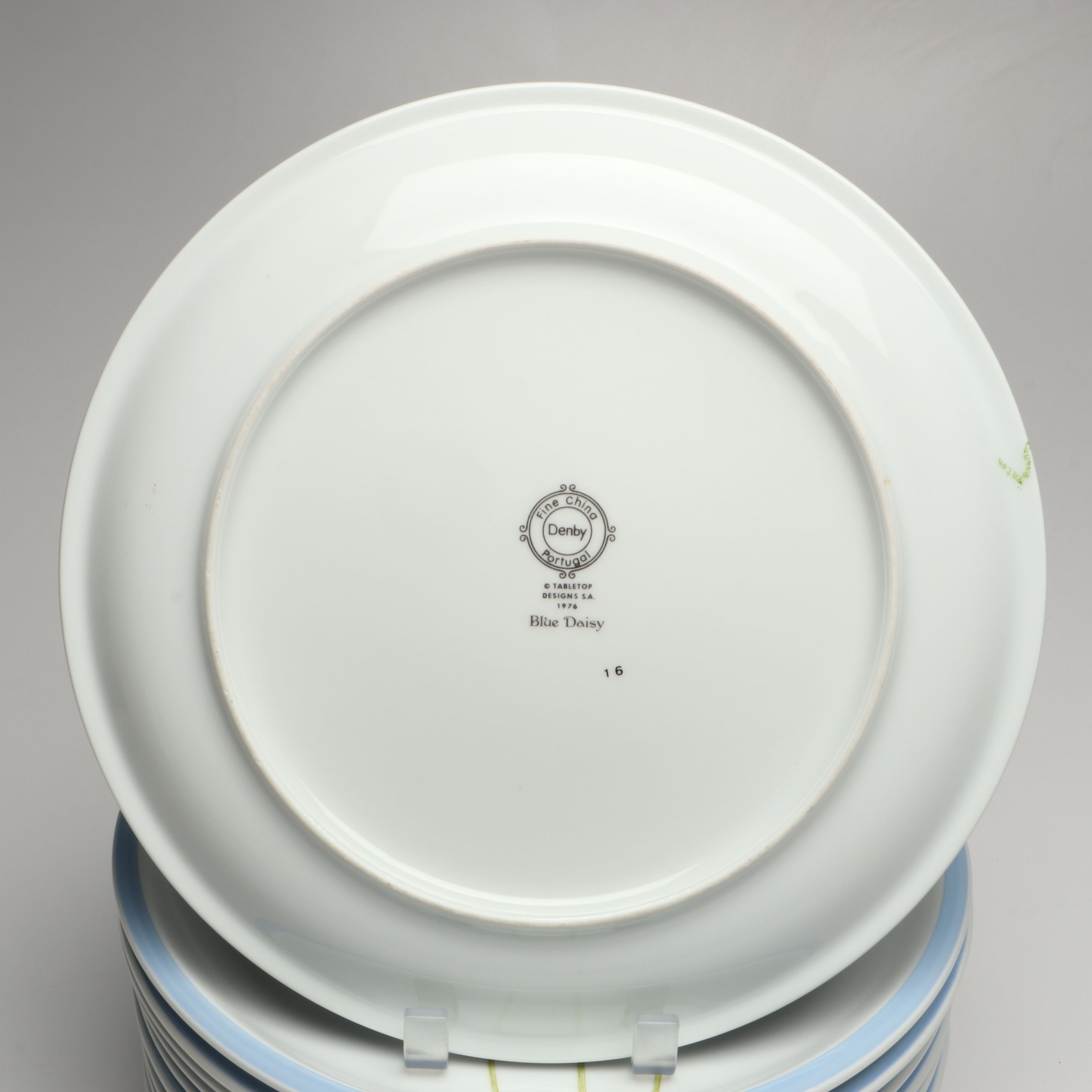 Denby-Langley "Blue Daisy Touch of Blue" Ceramic Dinnerware, 1977-1981