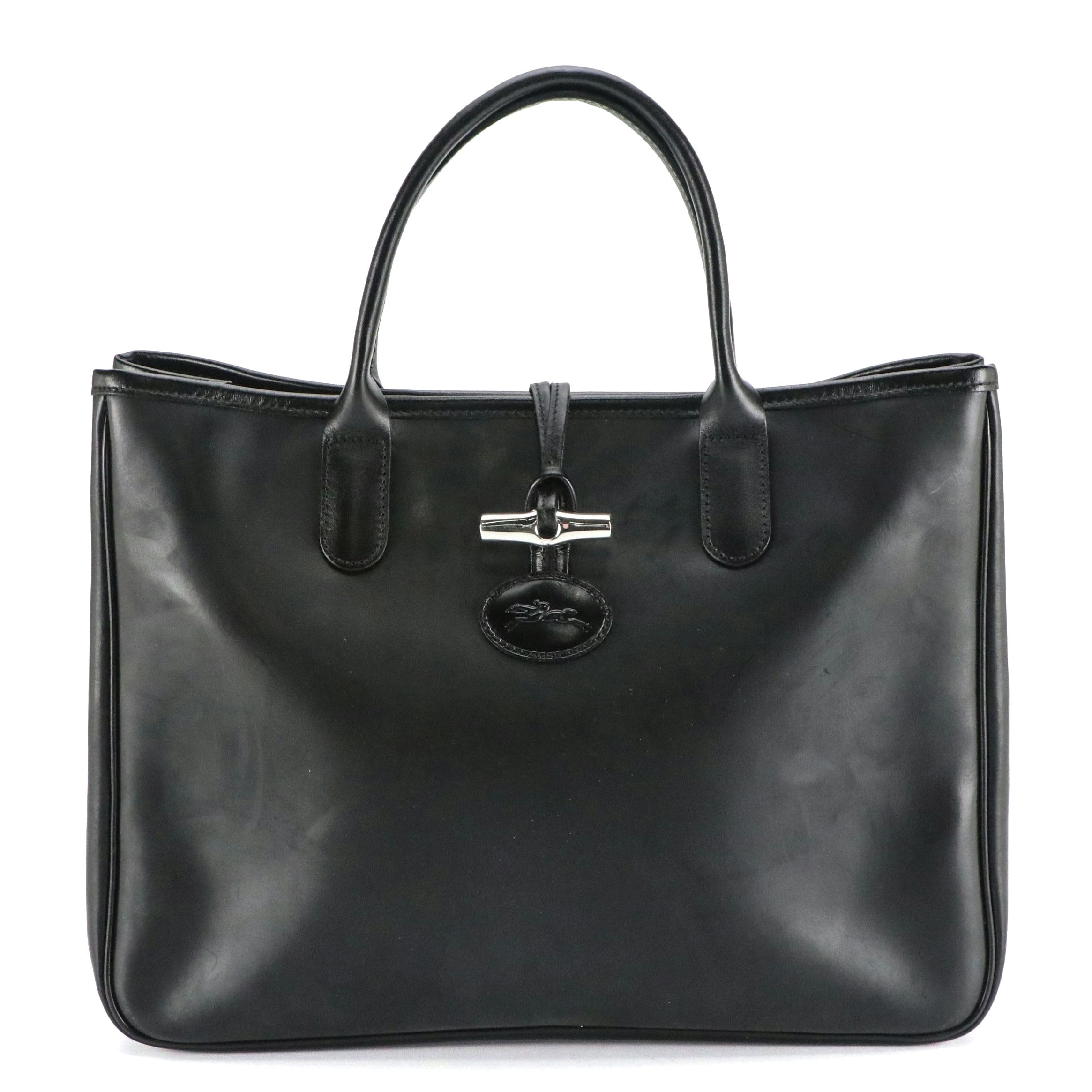 Longchamp Roseau Tote Bag in Black Leather