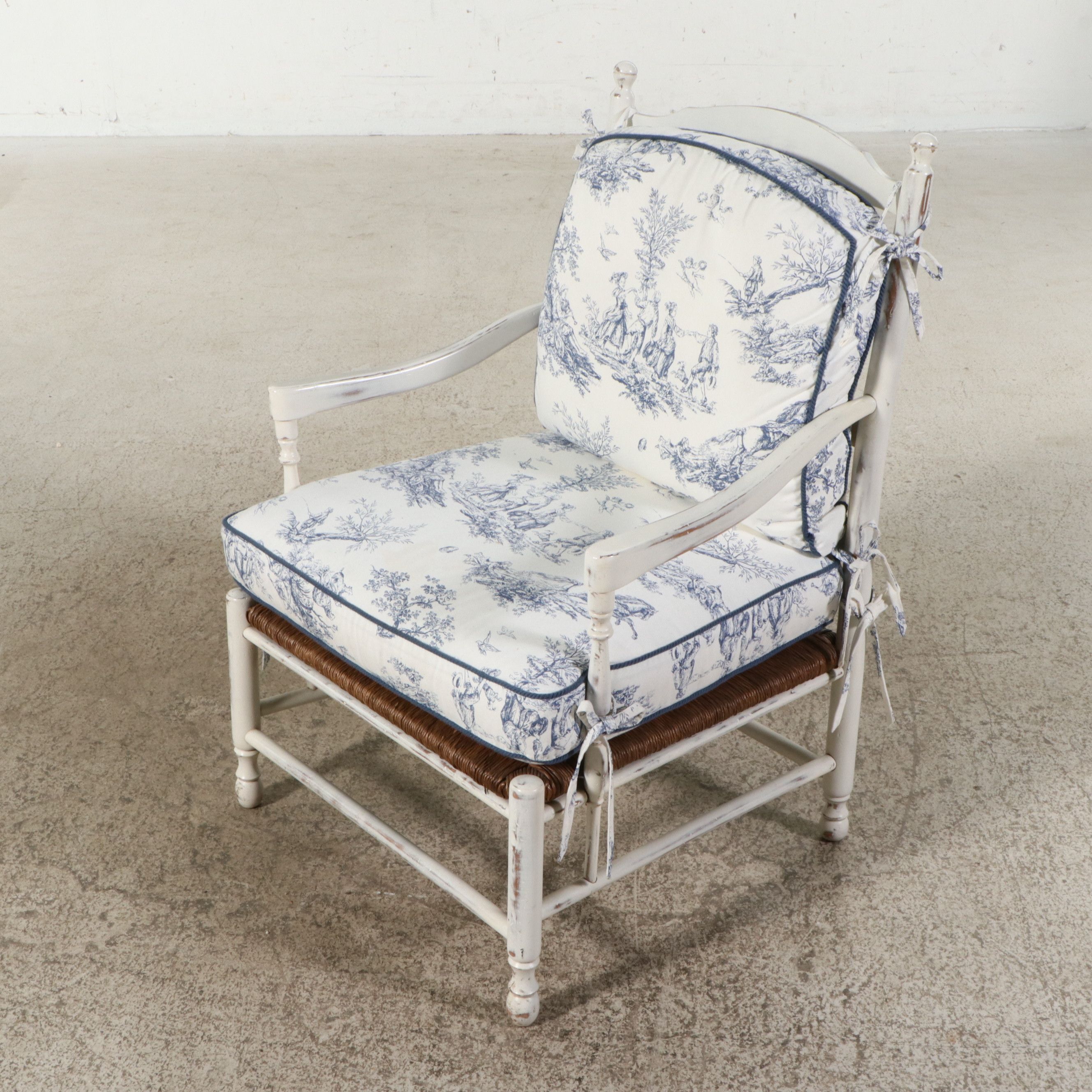 Brandywine Design Ladder-Back Armchair with Toile Upholstery