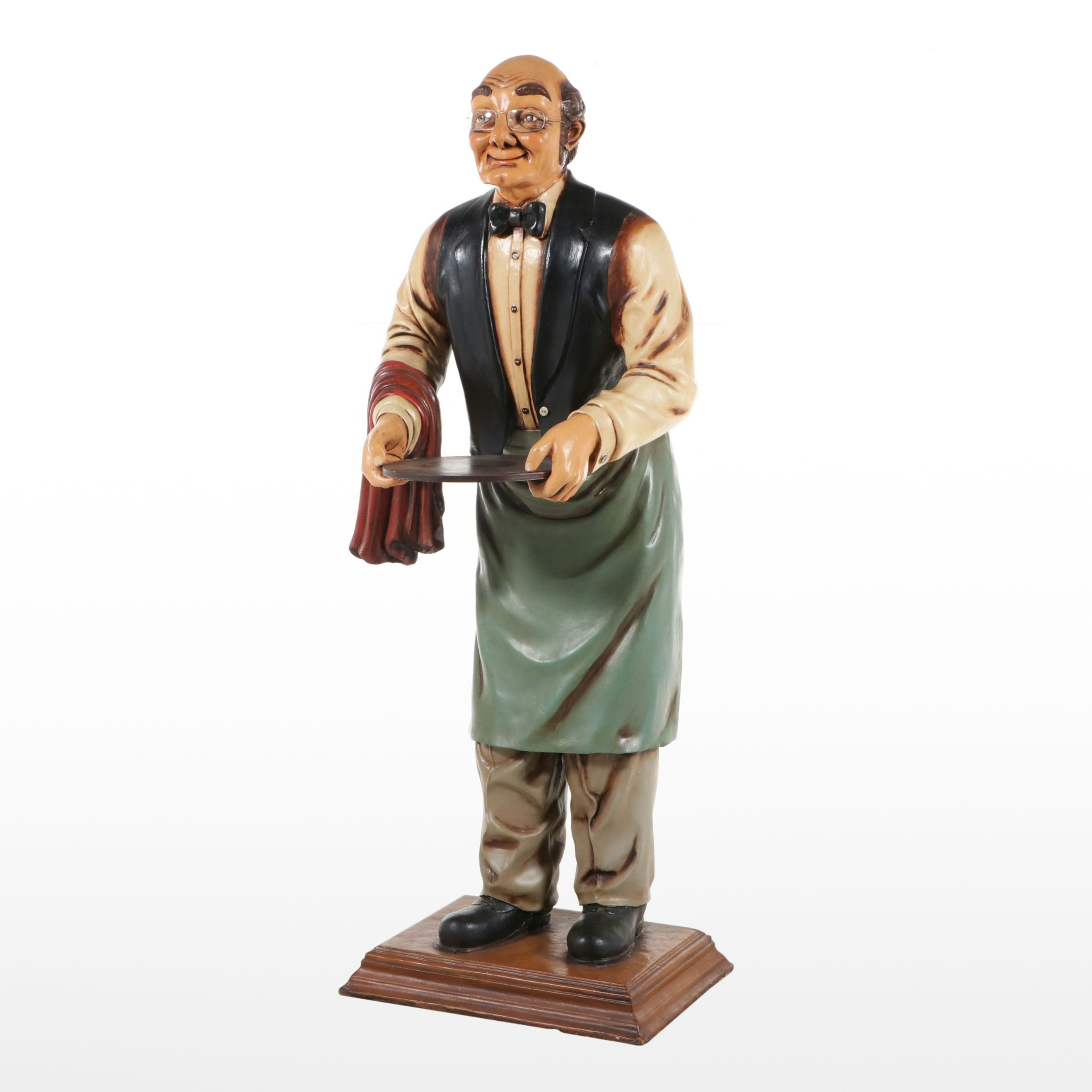 Life-Sized Hand-Painted Butler Statue