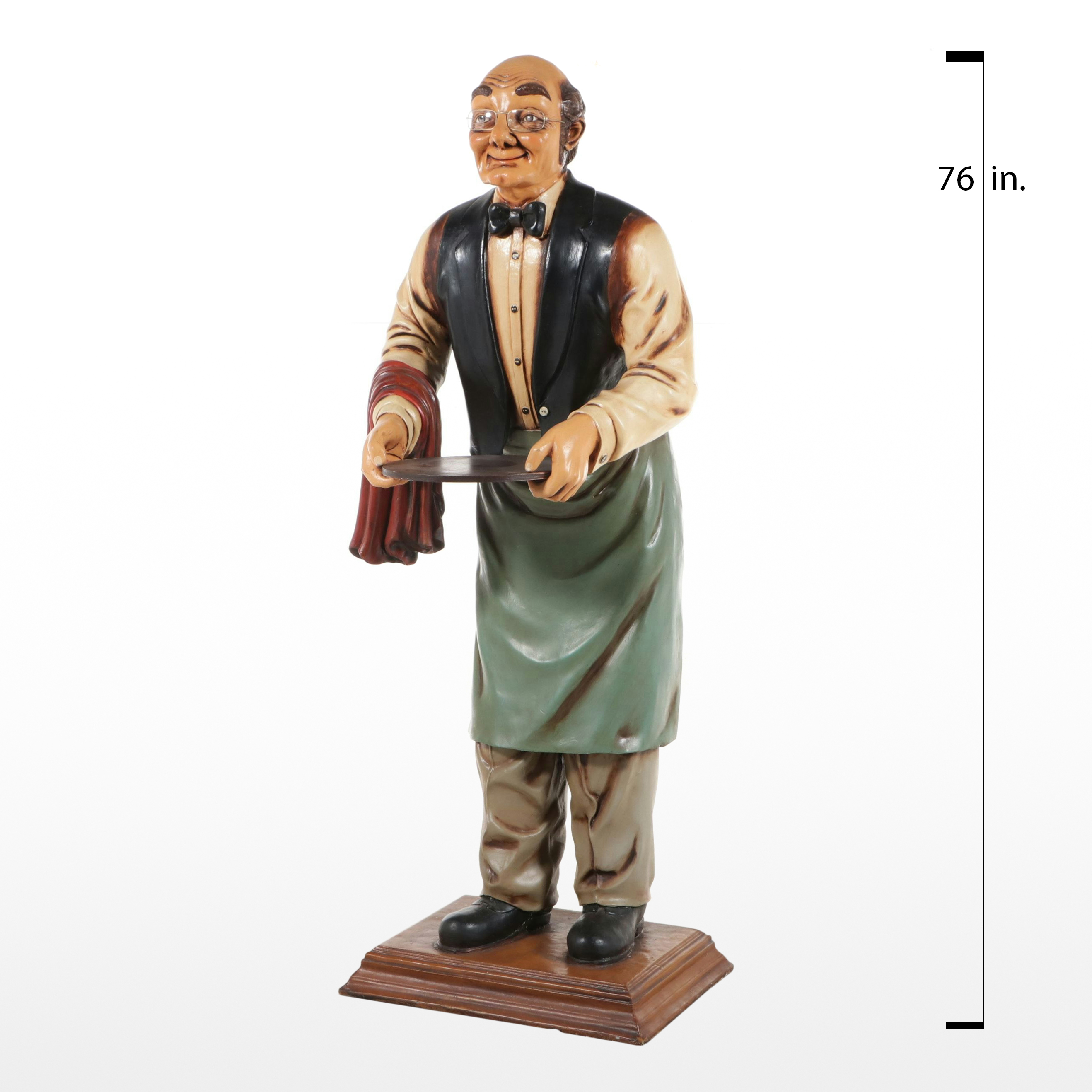 Life-Sized Hand-Painted Butler Statue