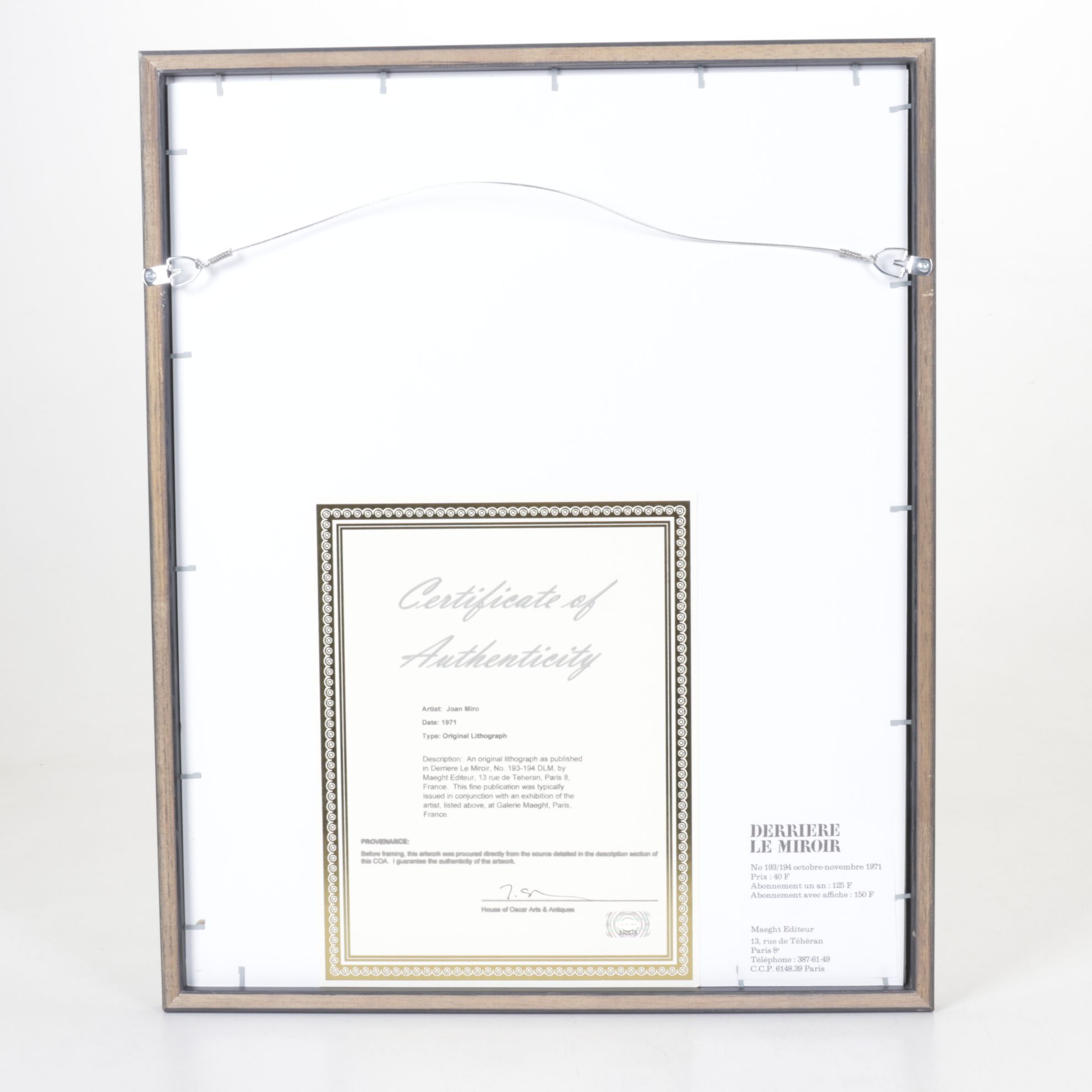 Joan Miró Color Lithograph for "Derrière le Miroir," 1971