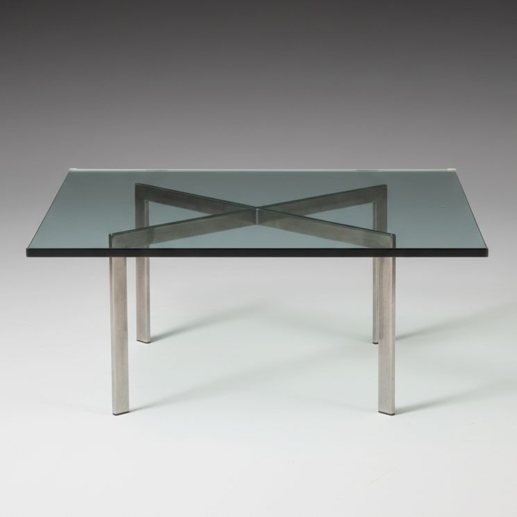 Postmodern Style Chrome and Glass X-Base Coffee Table, Late 20th Century