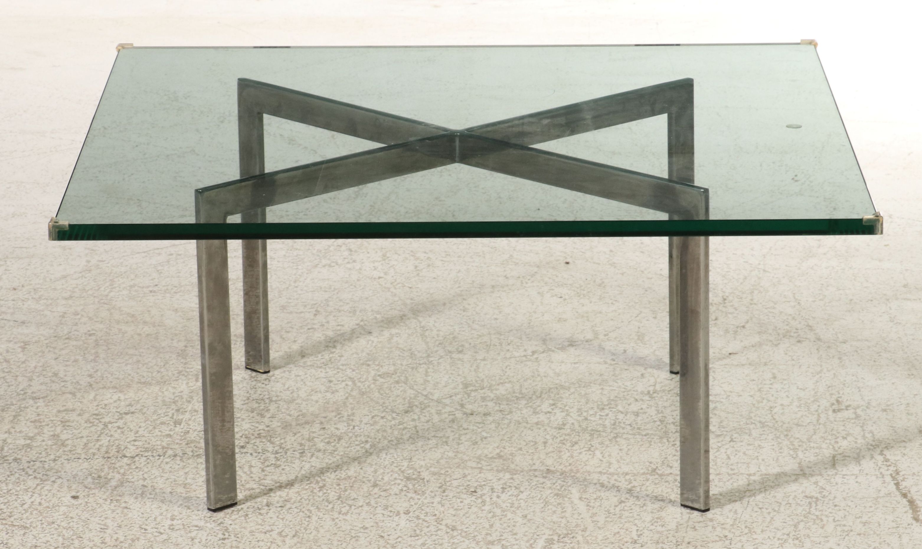 Postmodern Style Chrome and Glass X-Base Coffee Table, Late 20th Century