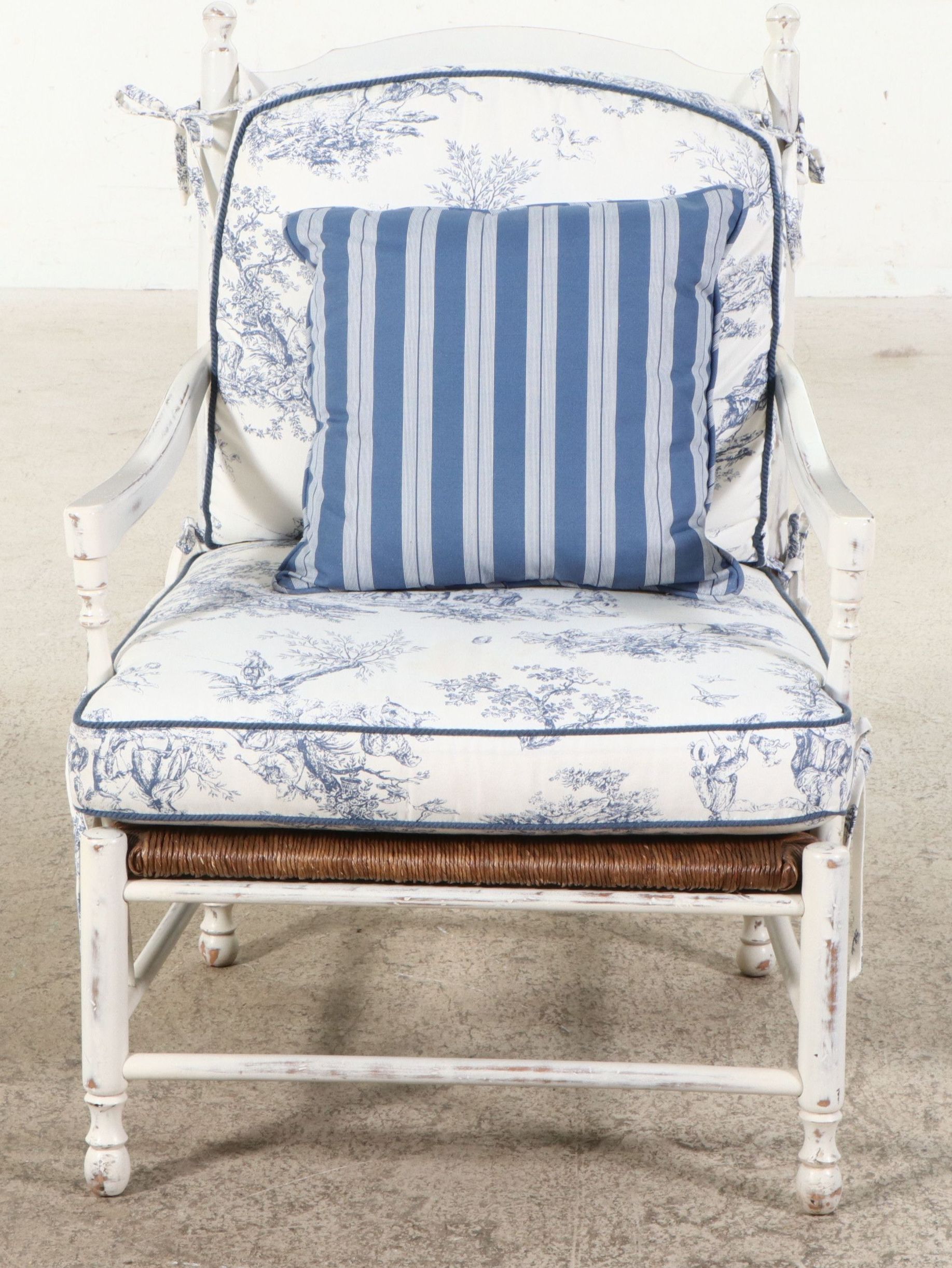 Brandywine Design Ladder-Back Armchair with Toile Upholstery