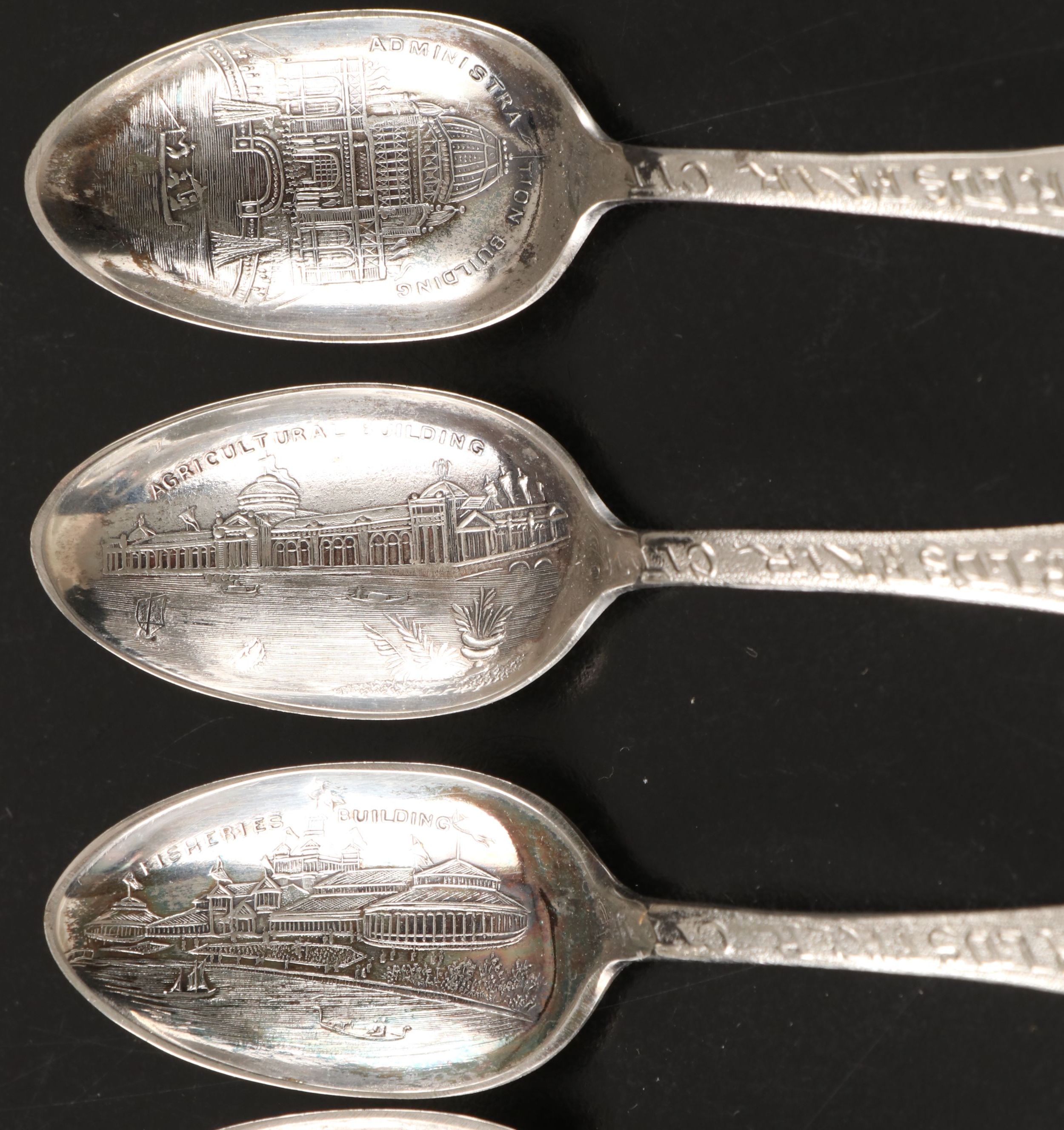 1893 Columbian Exposition Chicago World's Fair Silver Plate Souvenir Spoons