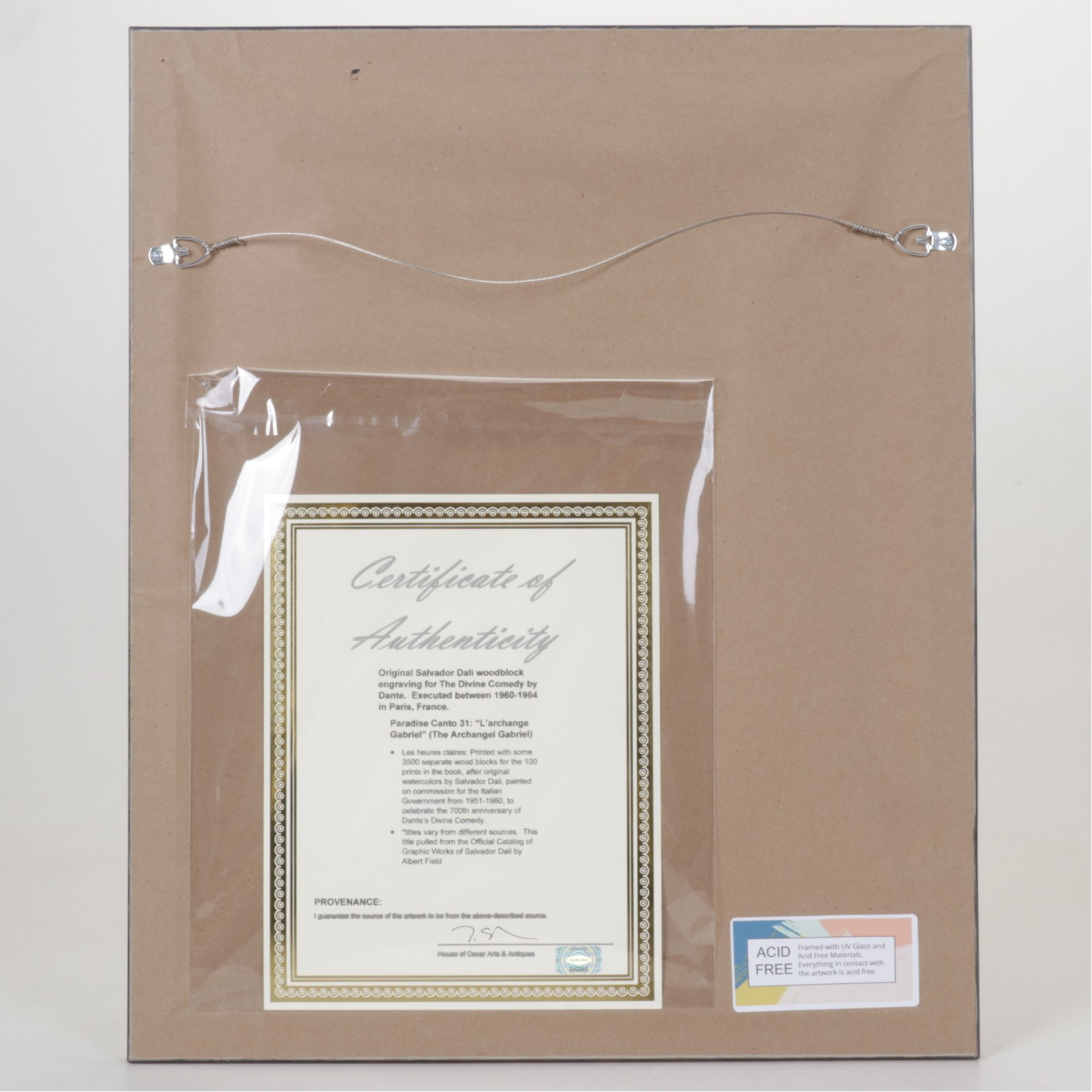 Salvador Dalí Wood Engraving "L'Archange Gabriel," 1960–1964