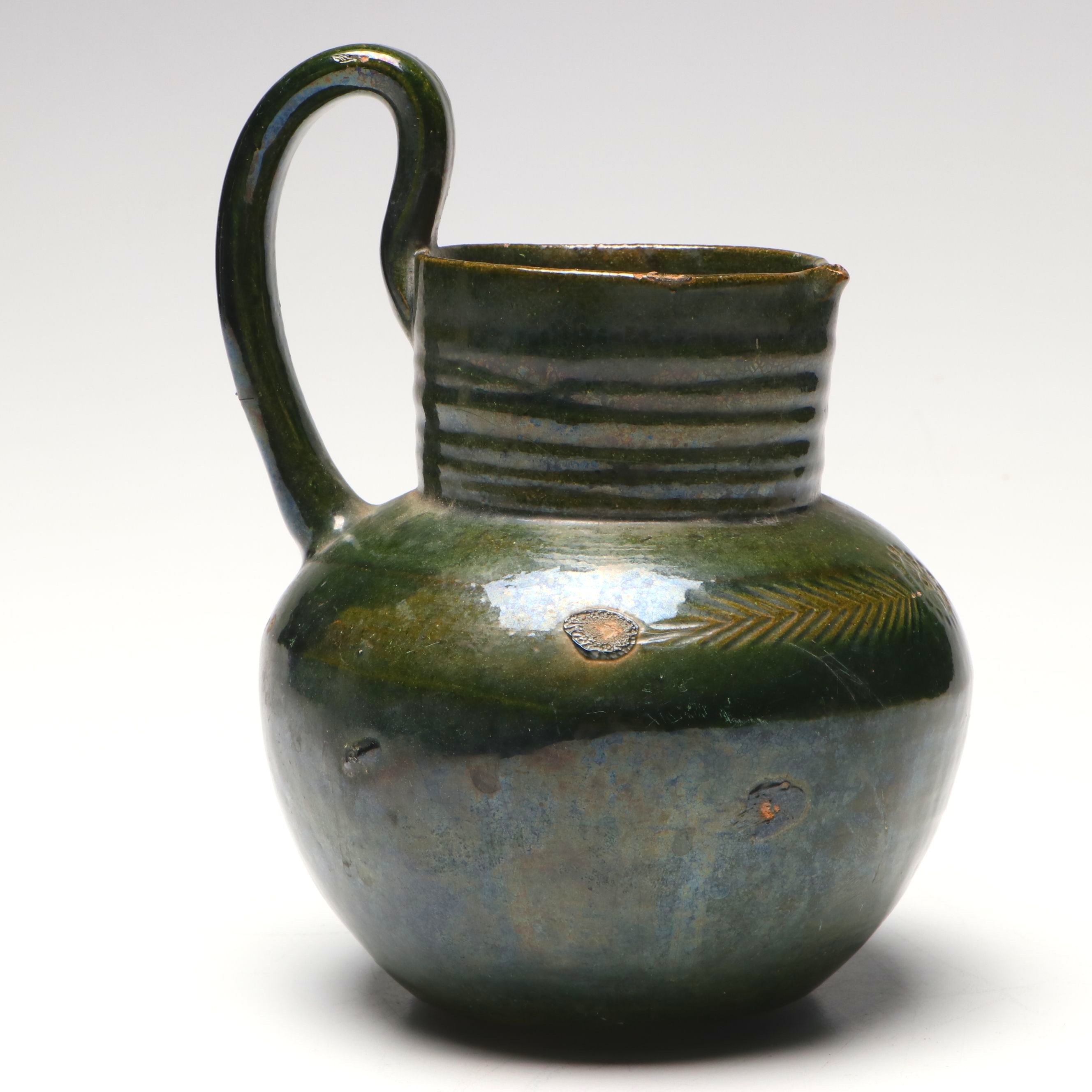 Oaxacan Style Drip Glazed Earthenware Jug