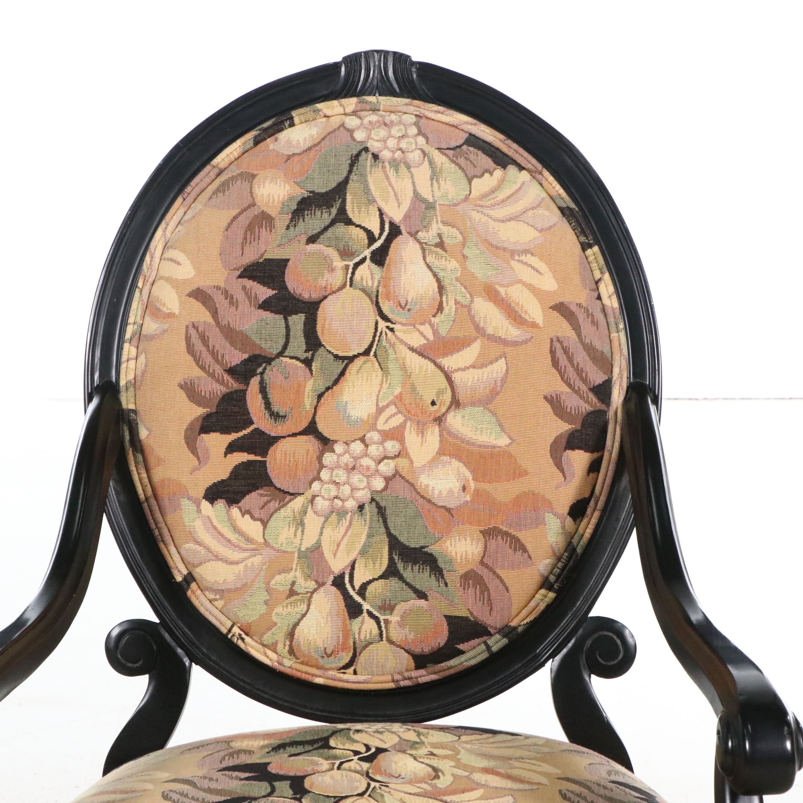 Calico Corners Louis XVI Style Ebony-Finished Fauteuil, 1999