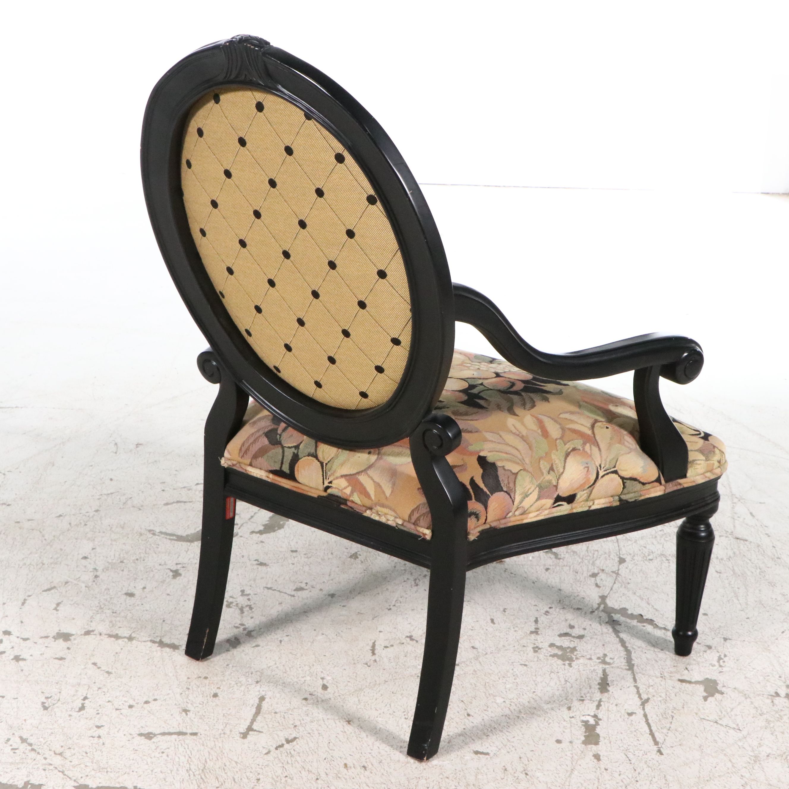 Calico Corners Louis XVI Style Ebony-Finished Fauteuil, 1999
