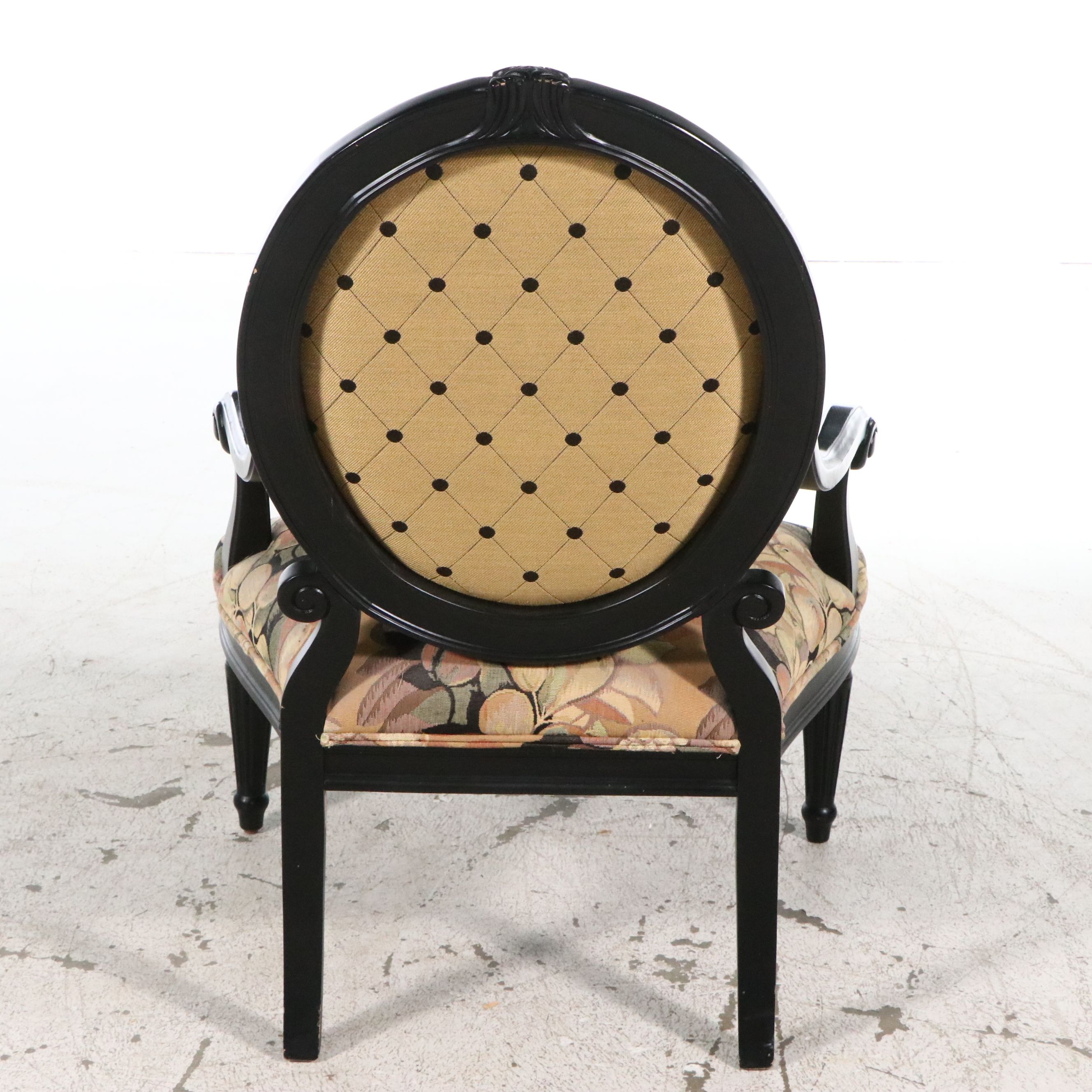 Calico Corners Louis XVI Style Ebony-Finished Fauteuil, 1999