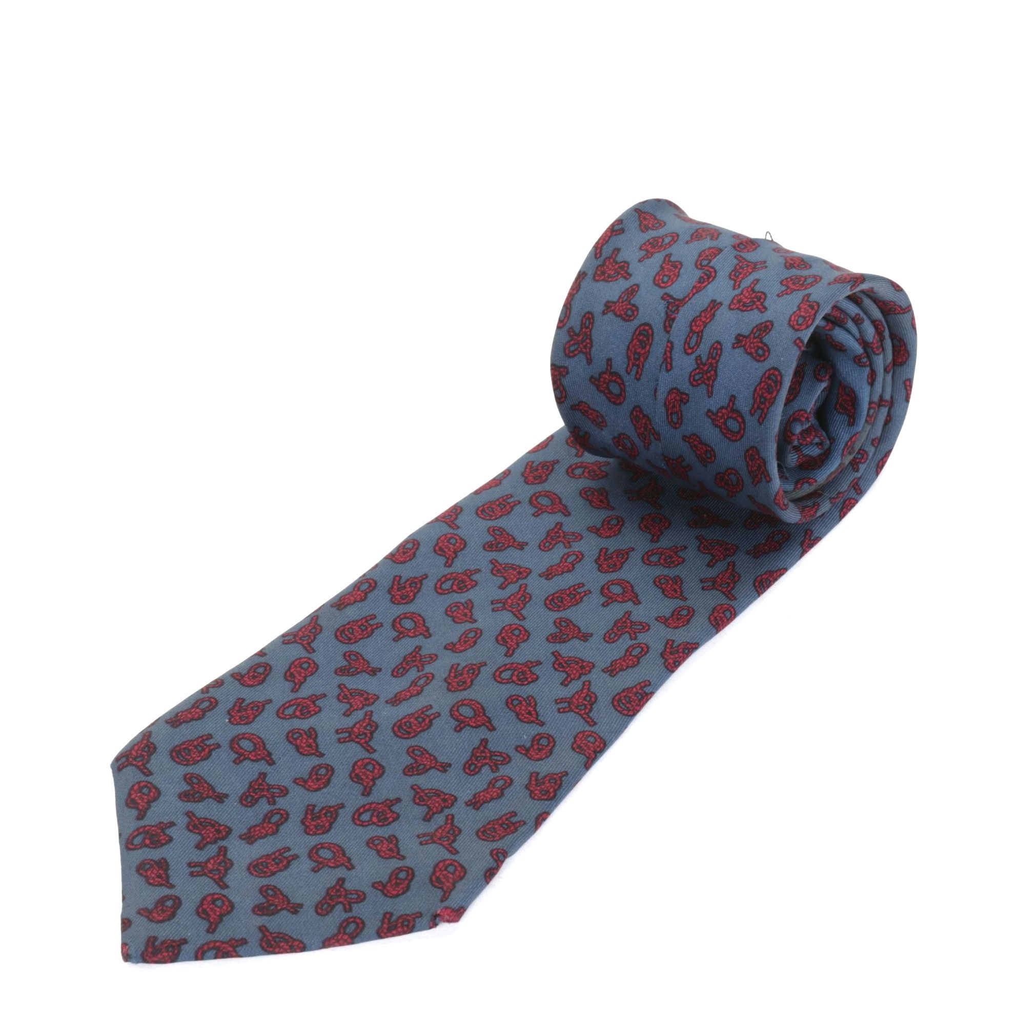Hermès Silk Necktie in Blue with Knotted Rope Pattern