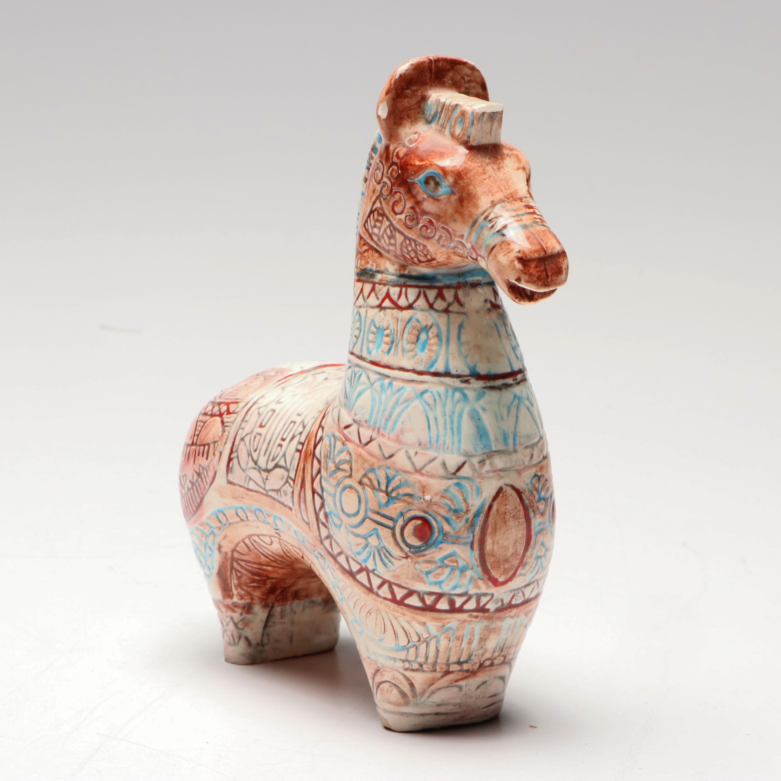 Artist Signed Folk Art Pottery Horse, 1979