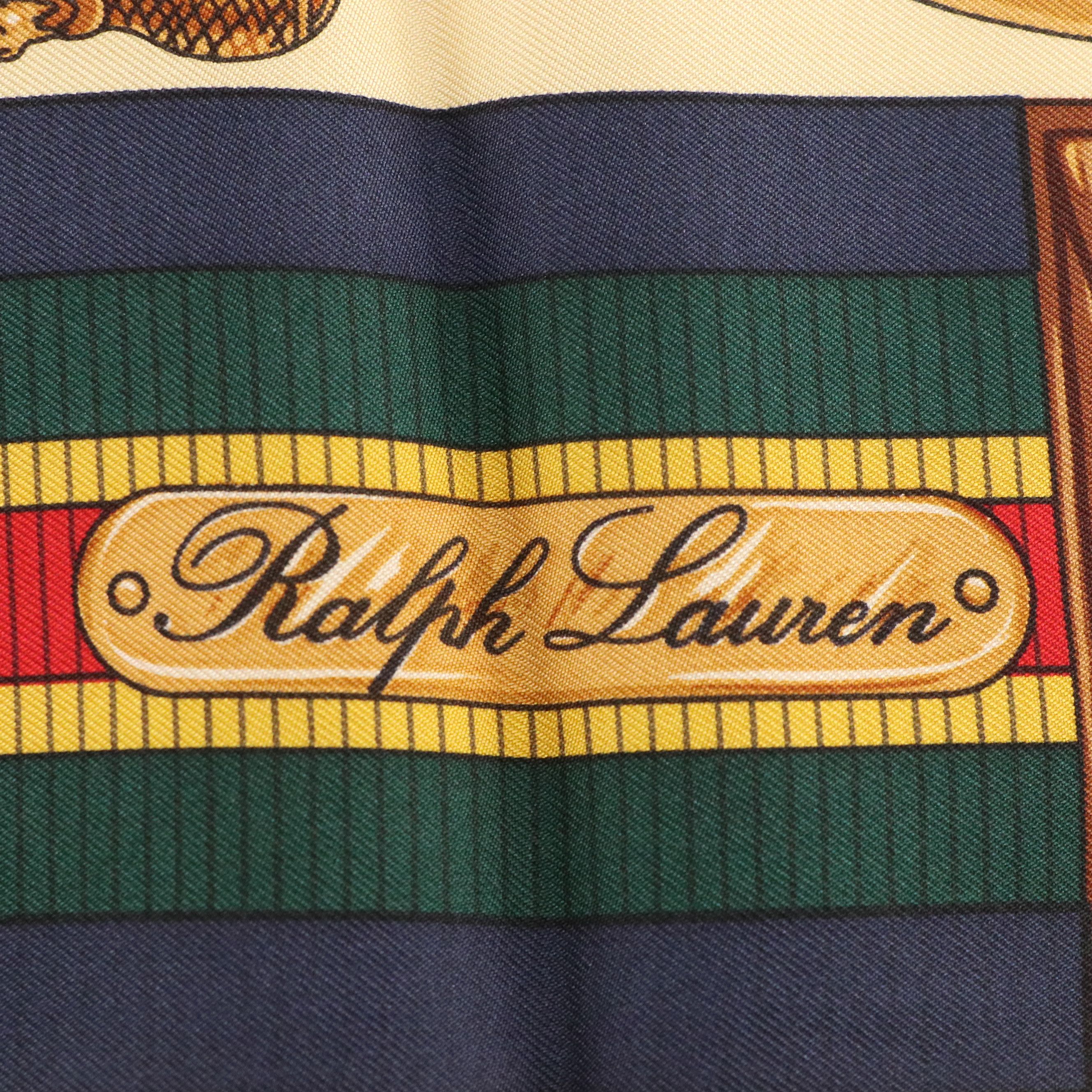 Ralph Lauren Vintage Equestrian Motif Silk Scarf