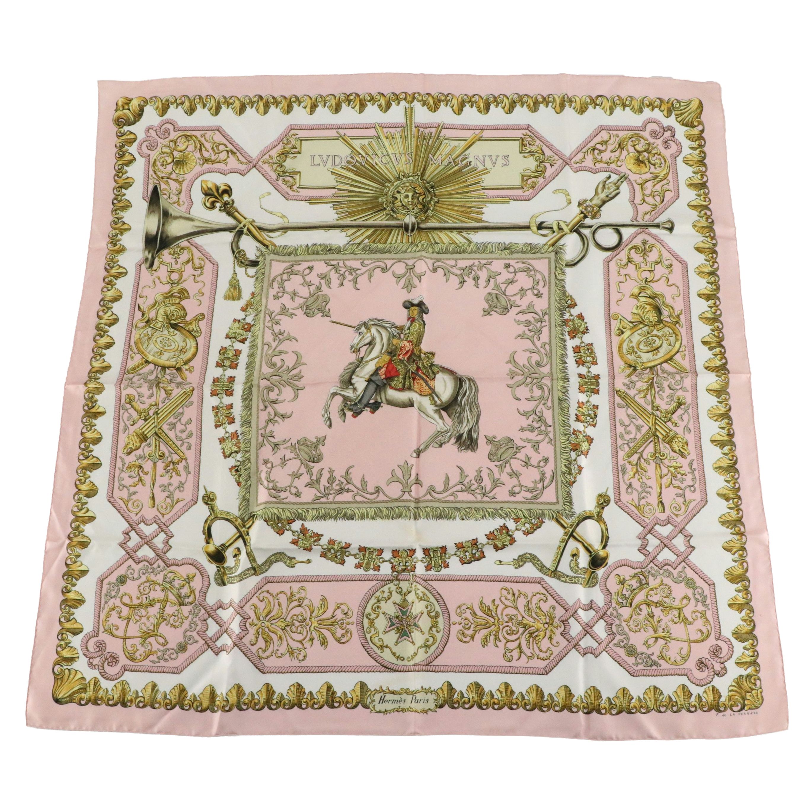 Hermès "Lvdovicvs Magnvs" Silk Twill Scarf 90